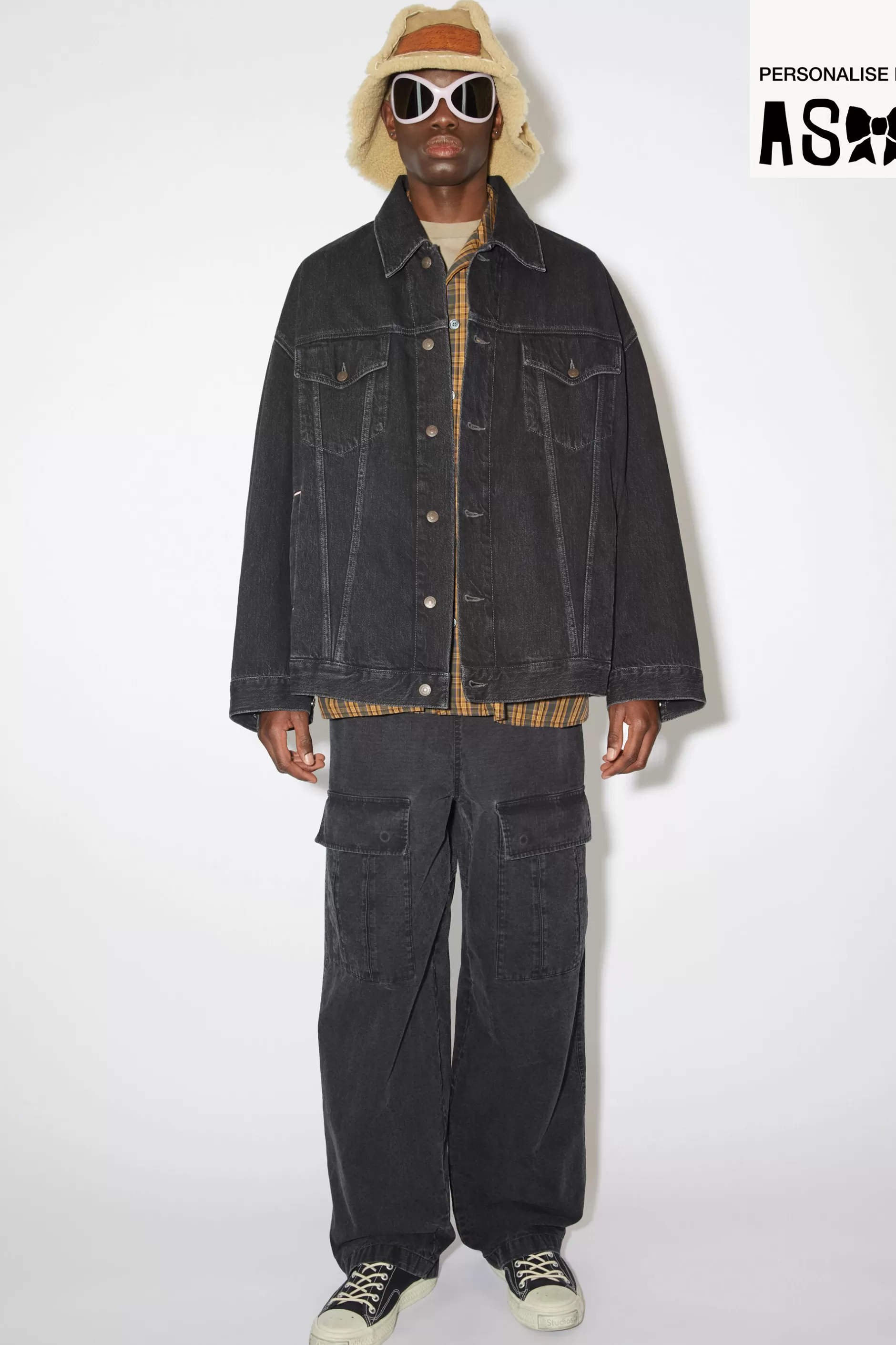 Acne Studios Lockere Denimjacke Schwarz Discount