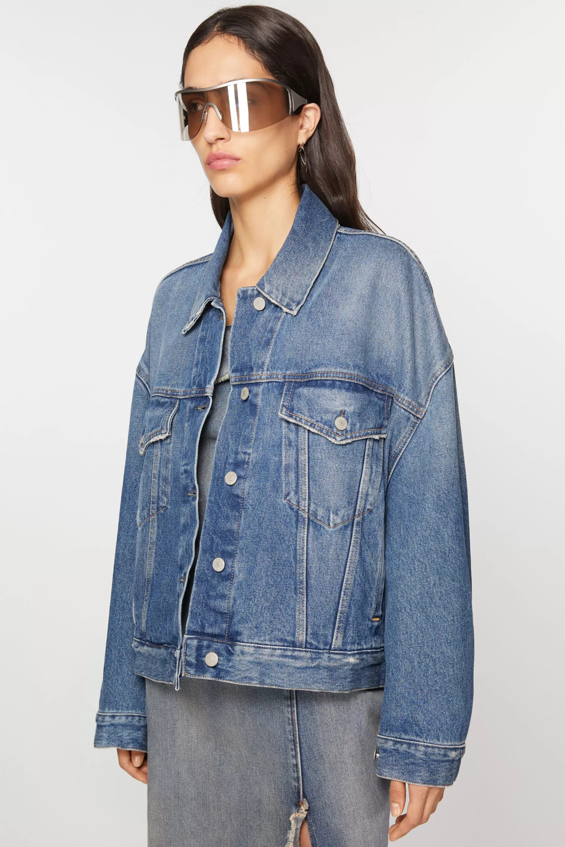 Acne Studios Lockere Denimjacke Mid Blue Best Sale