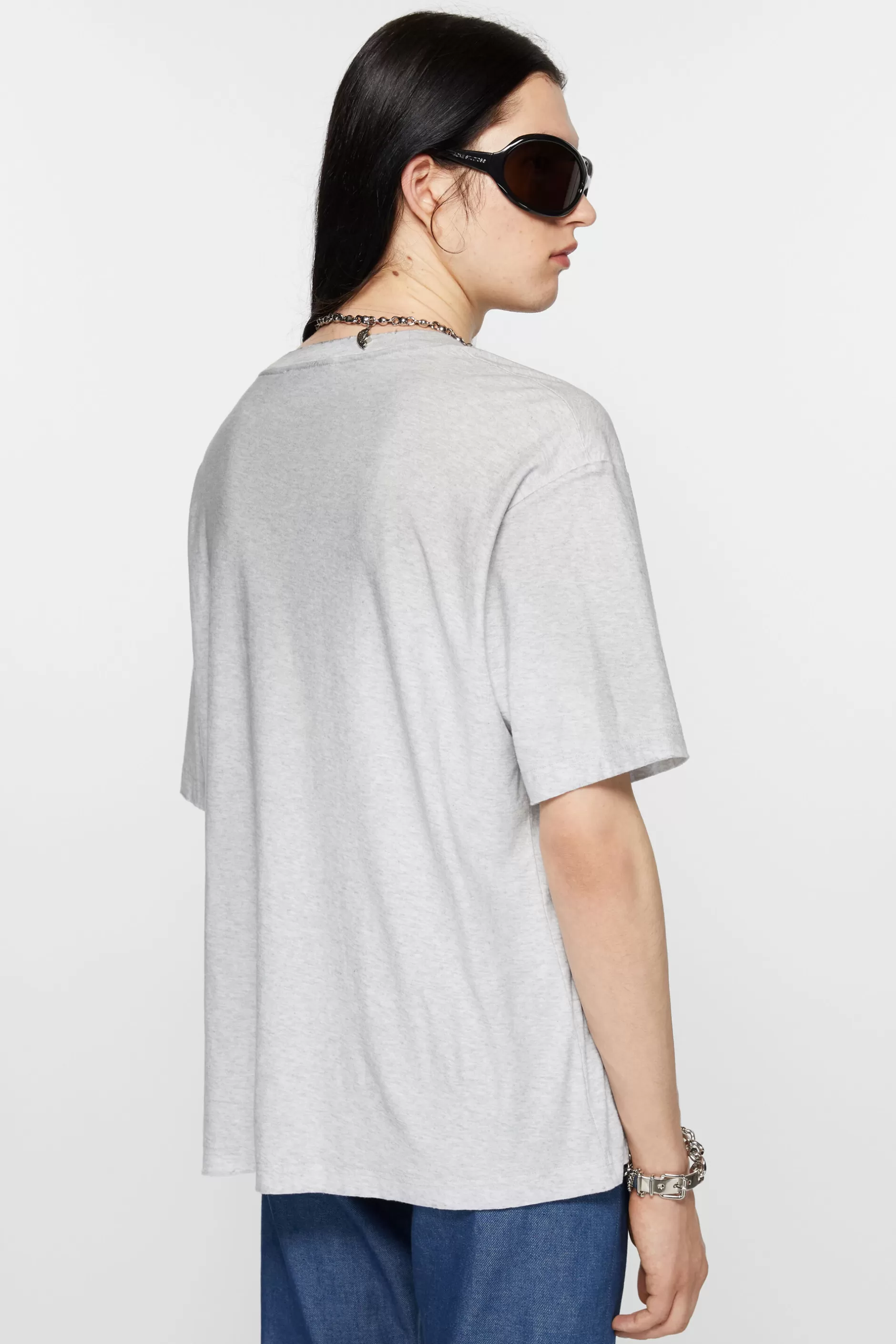 Acne Studios Logo T-Shirt Pale Grey Melange Discount