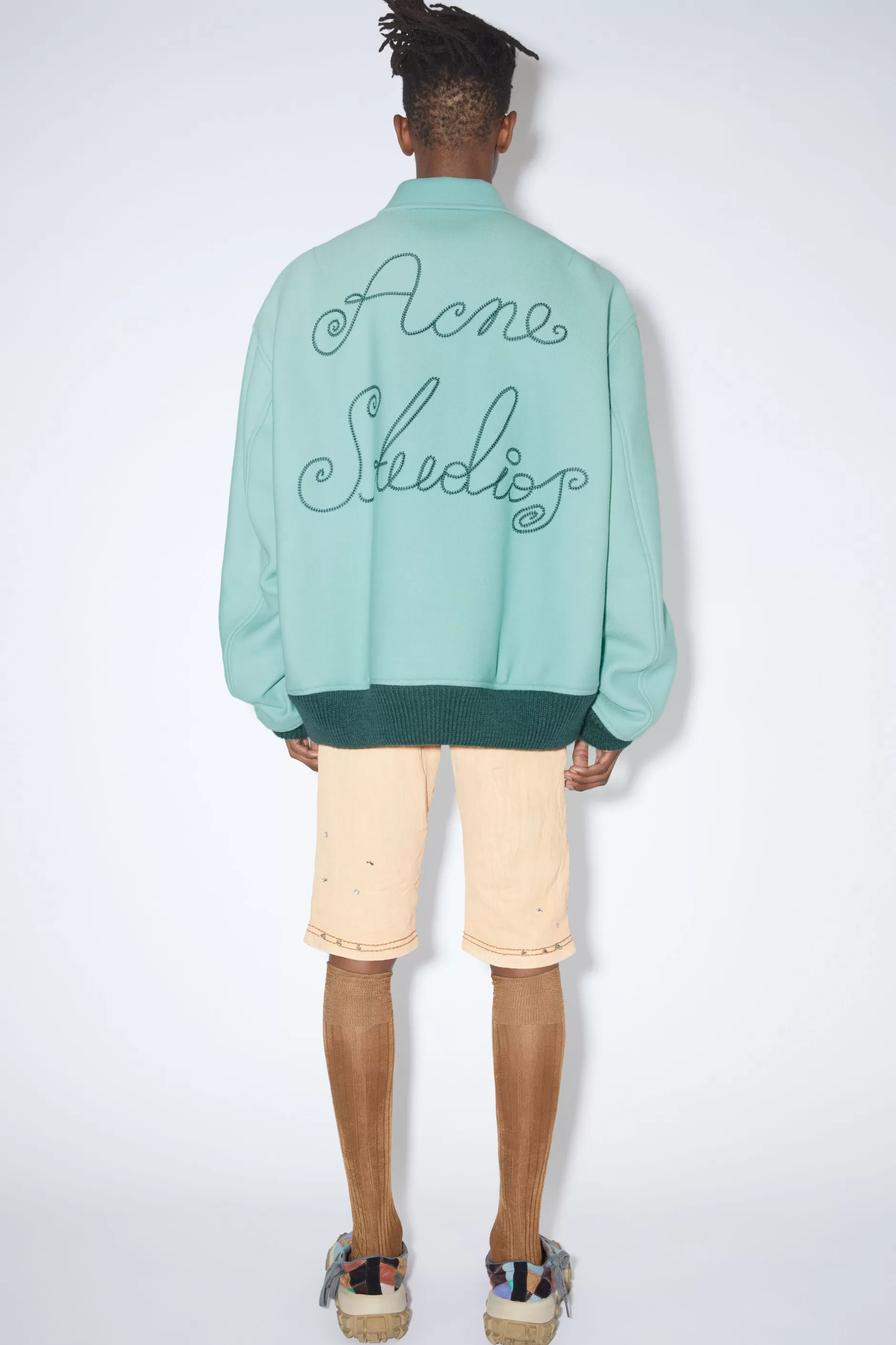 Acne Studios Logo-Bomberjacke Blasses Jadegrun Clearance