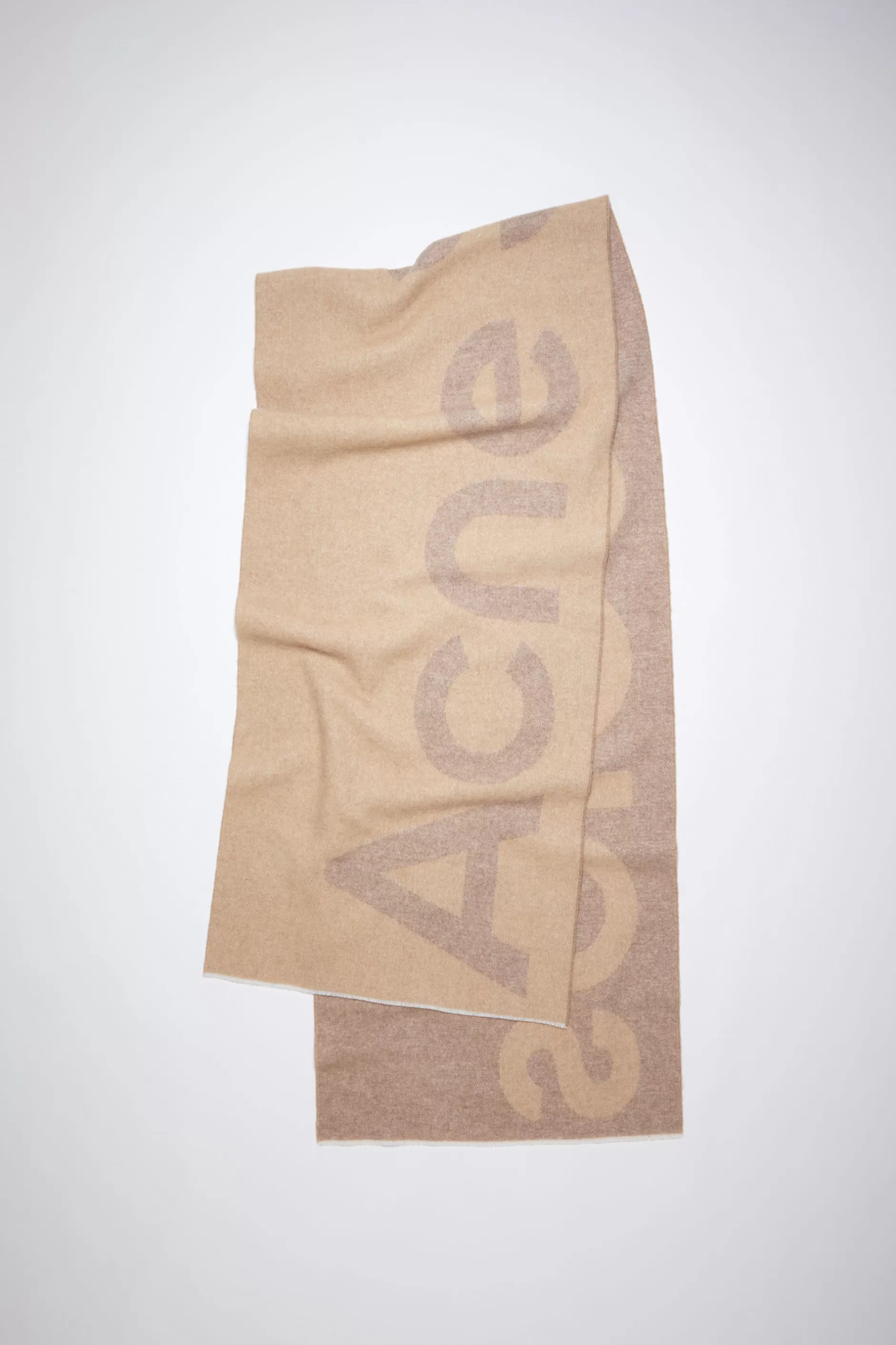 Acne Studios Logo-Schal Aus Woll-Mix Camelbraun Store