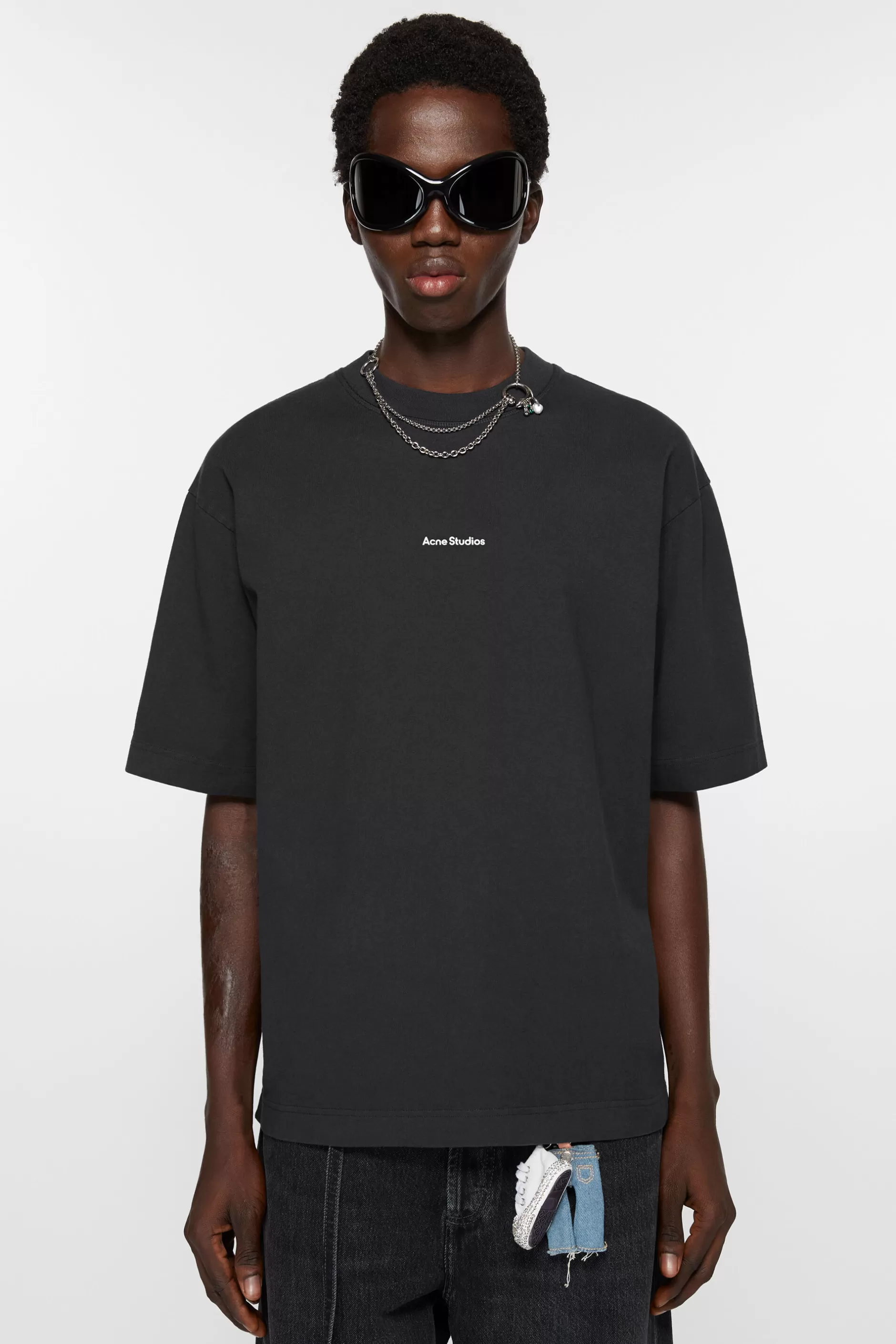 Acne Studios Logo-T-Shirt Schwarz Cheap