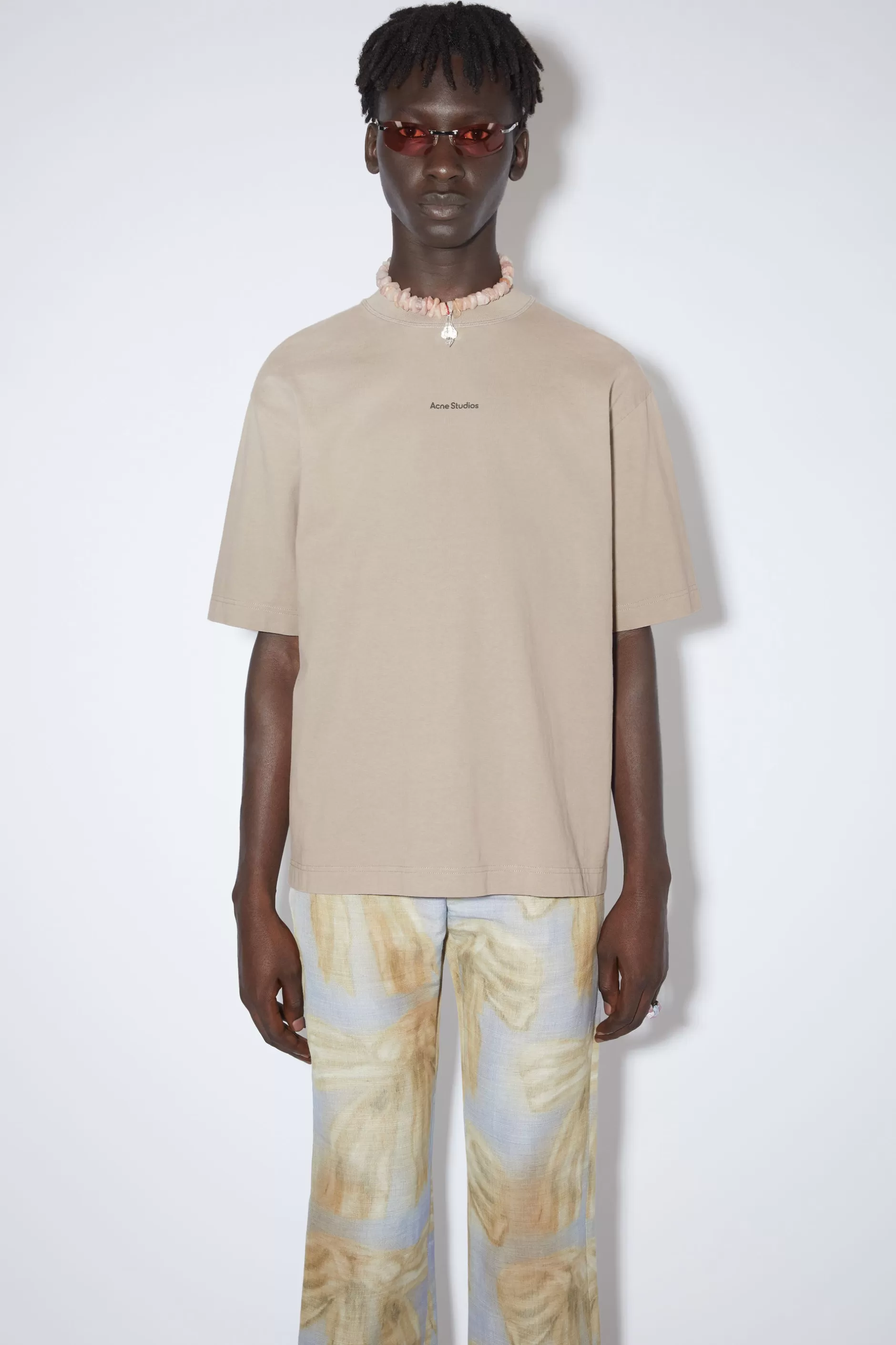 Acne Studios Logo-T-Shirt Pilzbeige Cheap