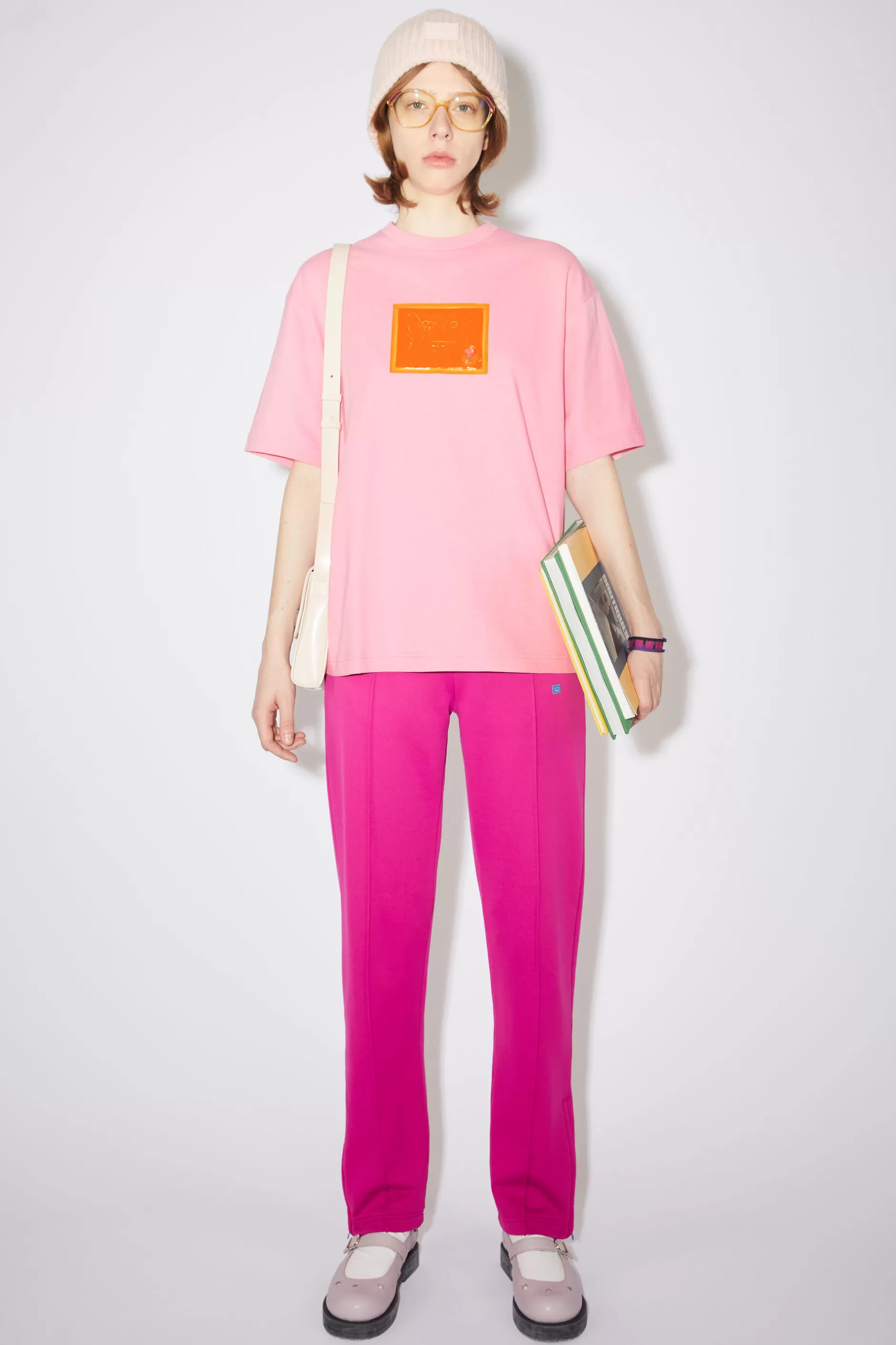 Acne Studios Logo-T-Shirt Kaugummirosa New