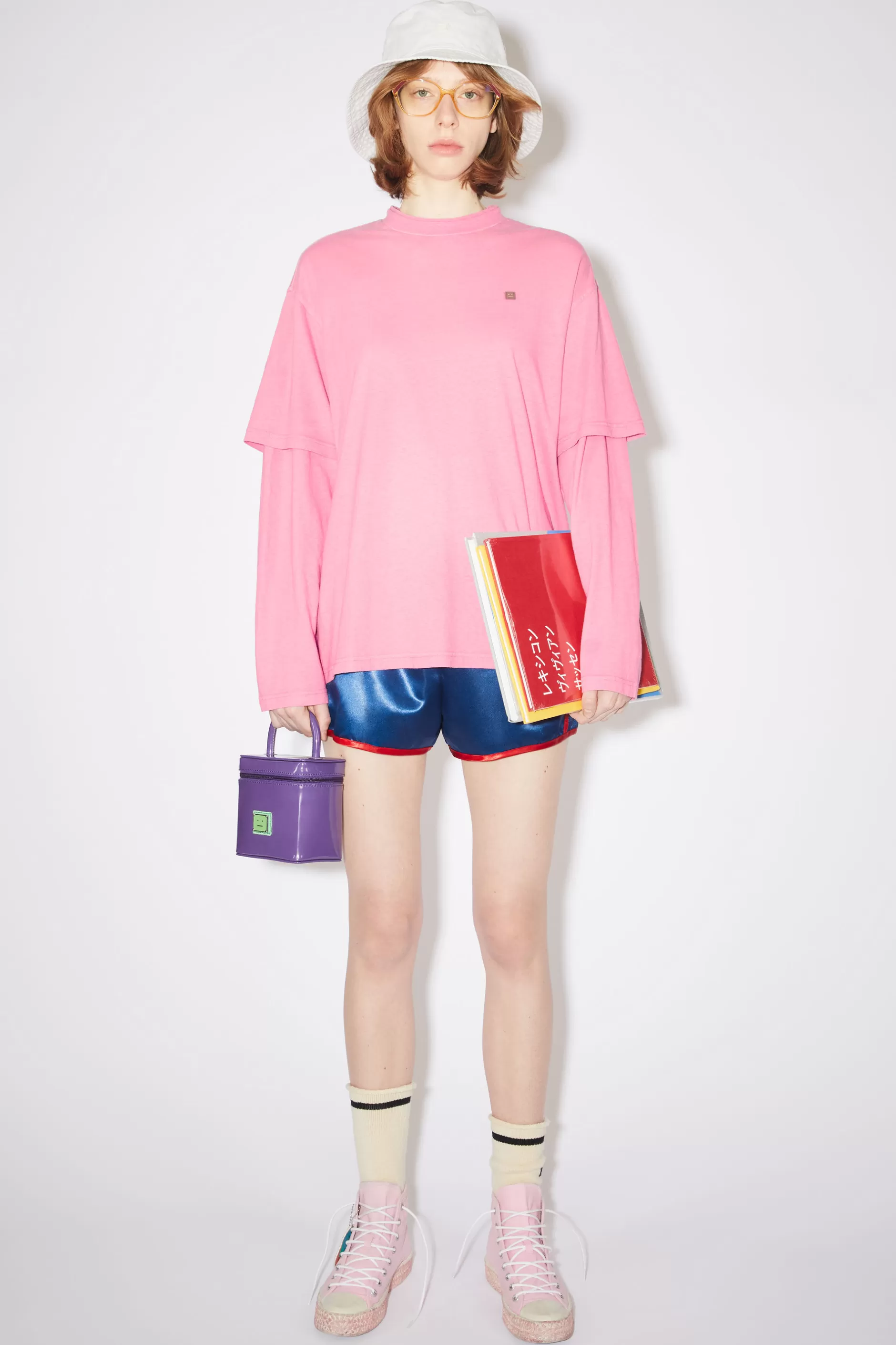 Acne Studios Mehrlagiges T-Shirt Kaugummirosa Cheap