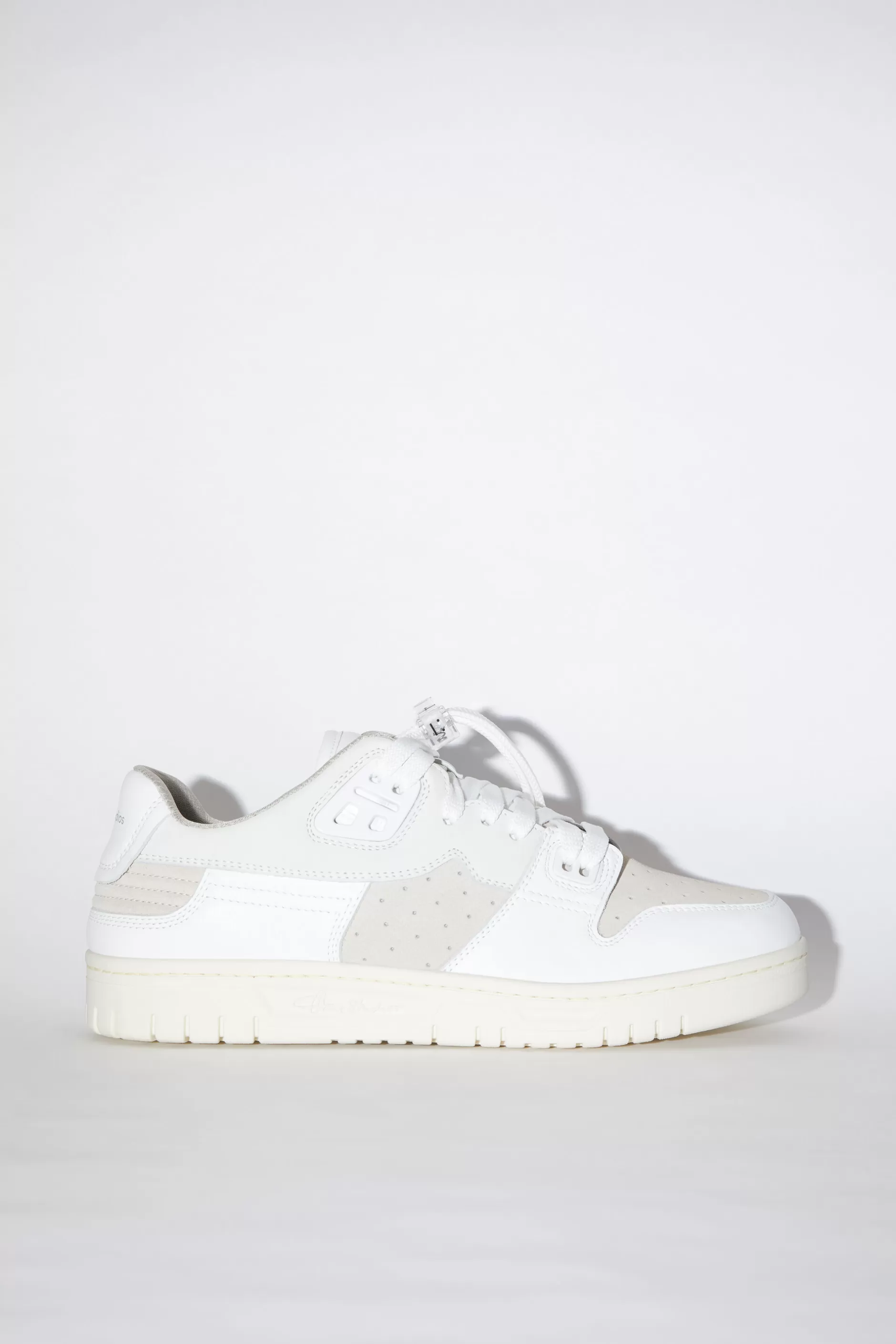 Acne Studios Niedrige Sneakers Aus Leder Weis/Gebrochenes Weis Sale