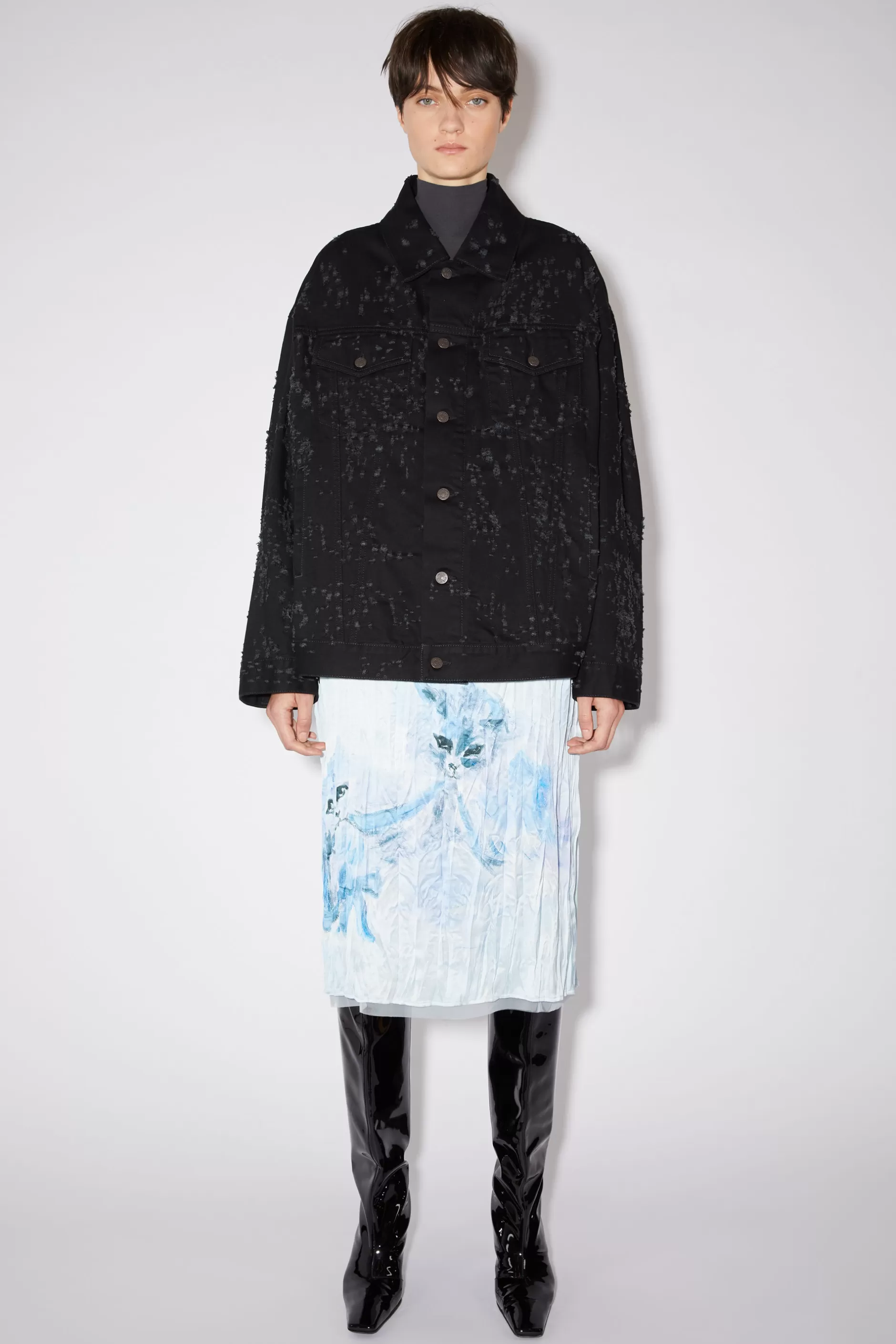 Acne Studios Oversize-Denimjacke Im Used-Look – Morris Schwarz Sale