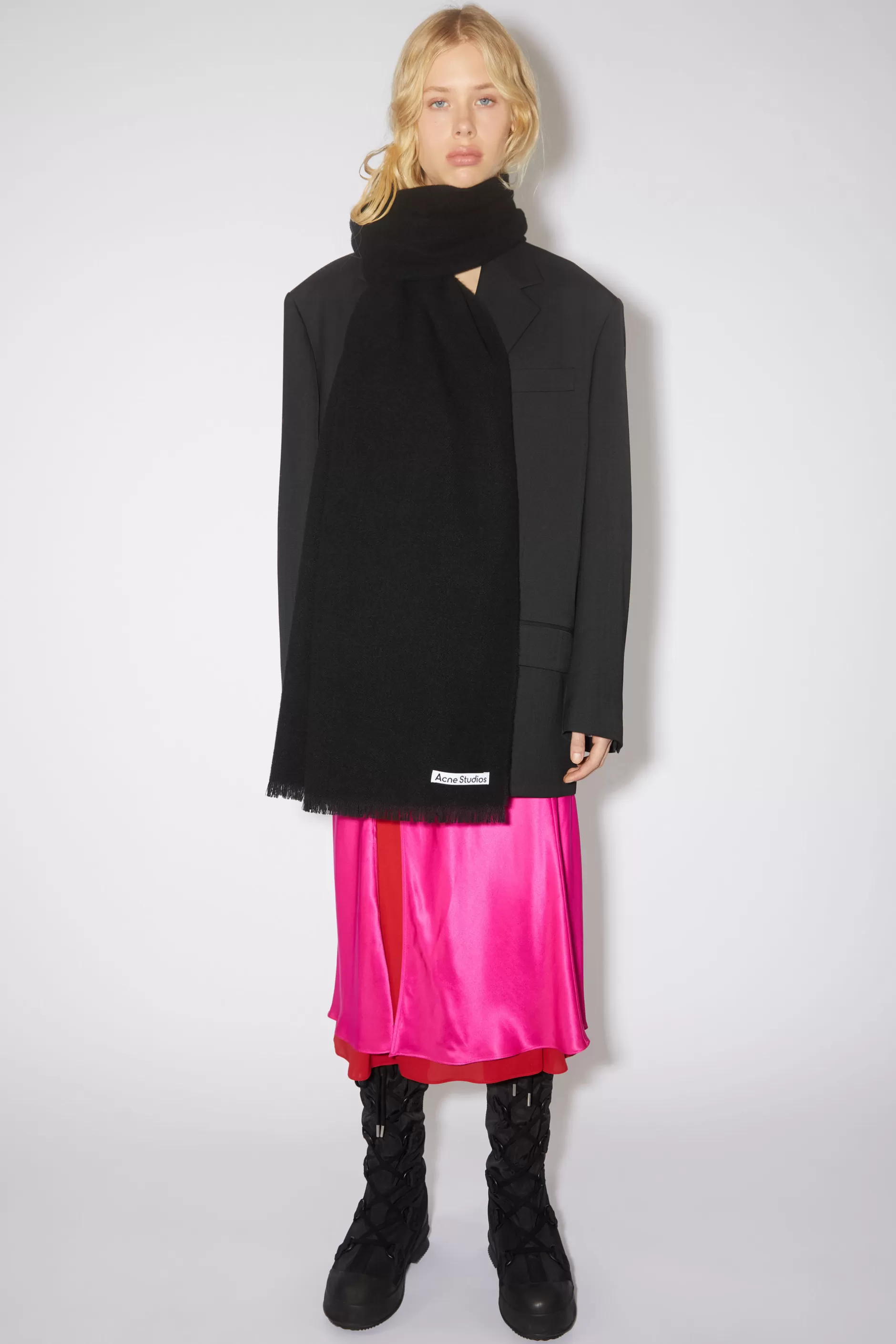 Acne Studios Oversized-Schal Aus Leichter Wolle Schwarz Cheap