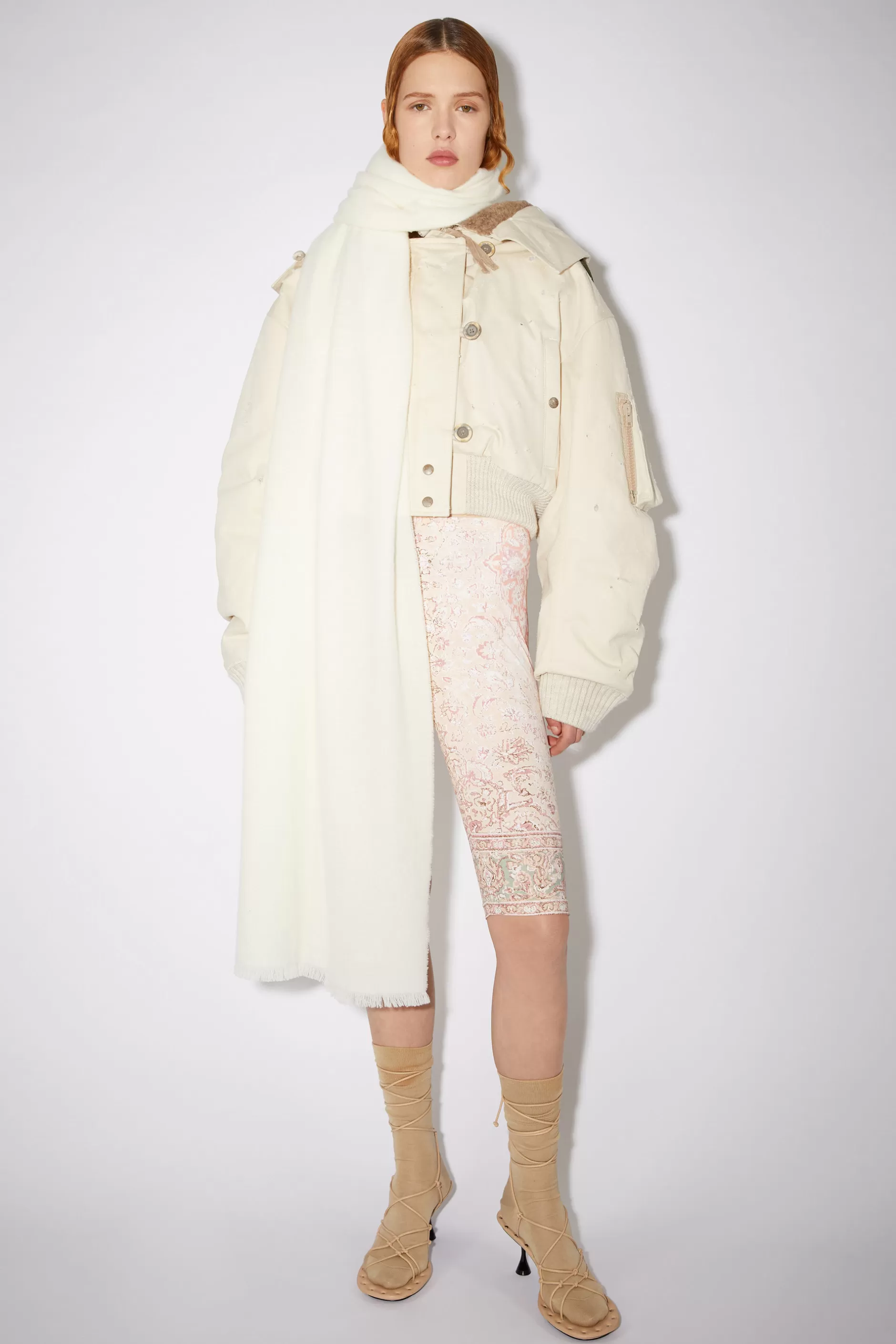 Acne Studios Oversized-Schal Aus Leichter Wolle Creme-Beige Outlet