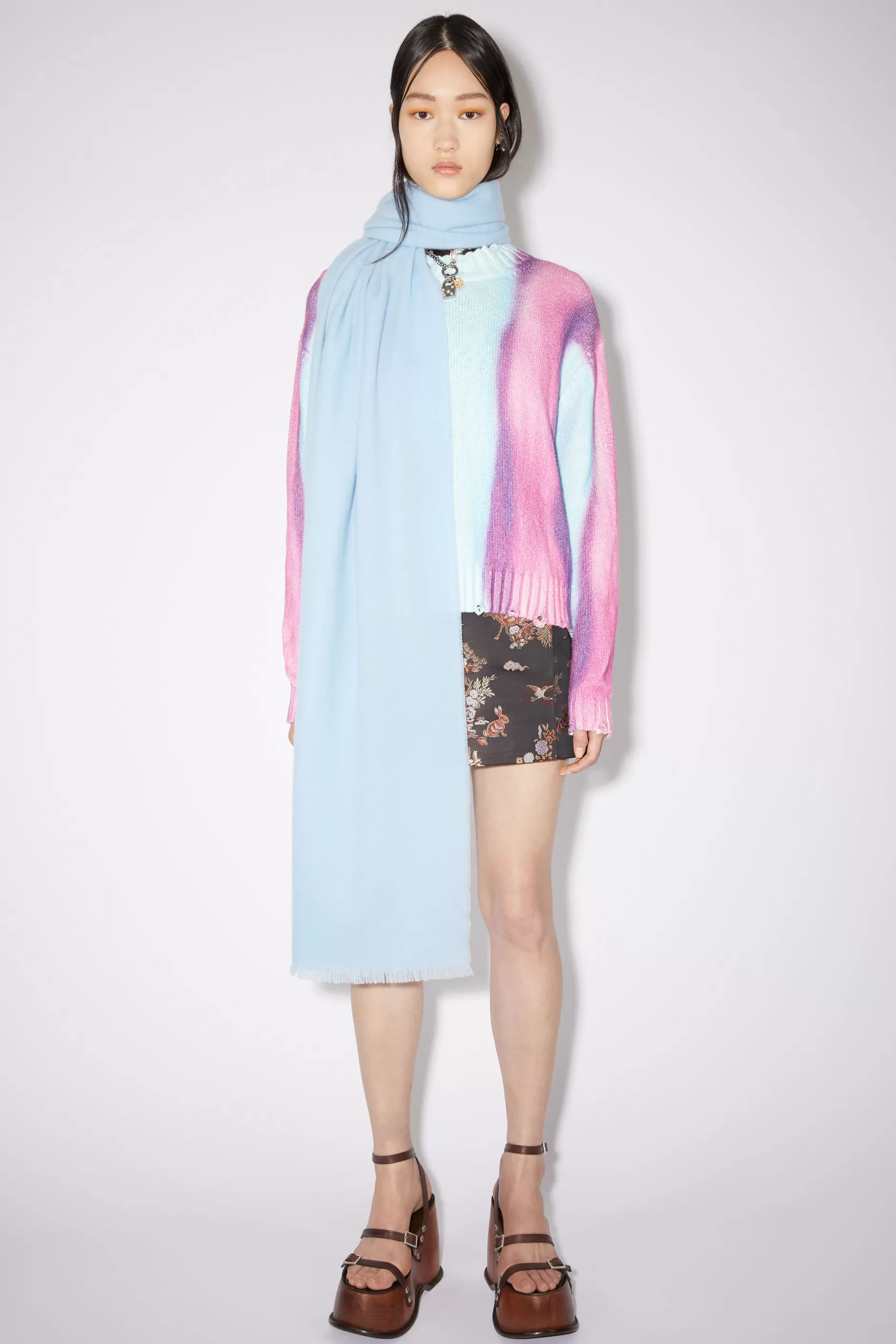 Acne Studios Oversized-Schal Aus Leichter Wolle Hellblau Best