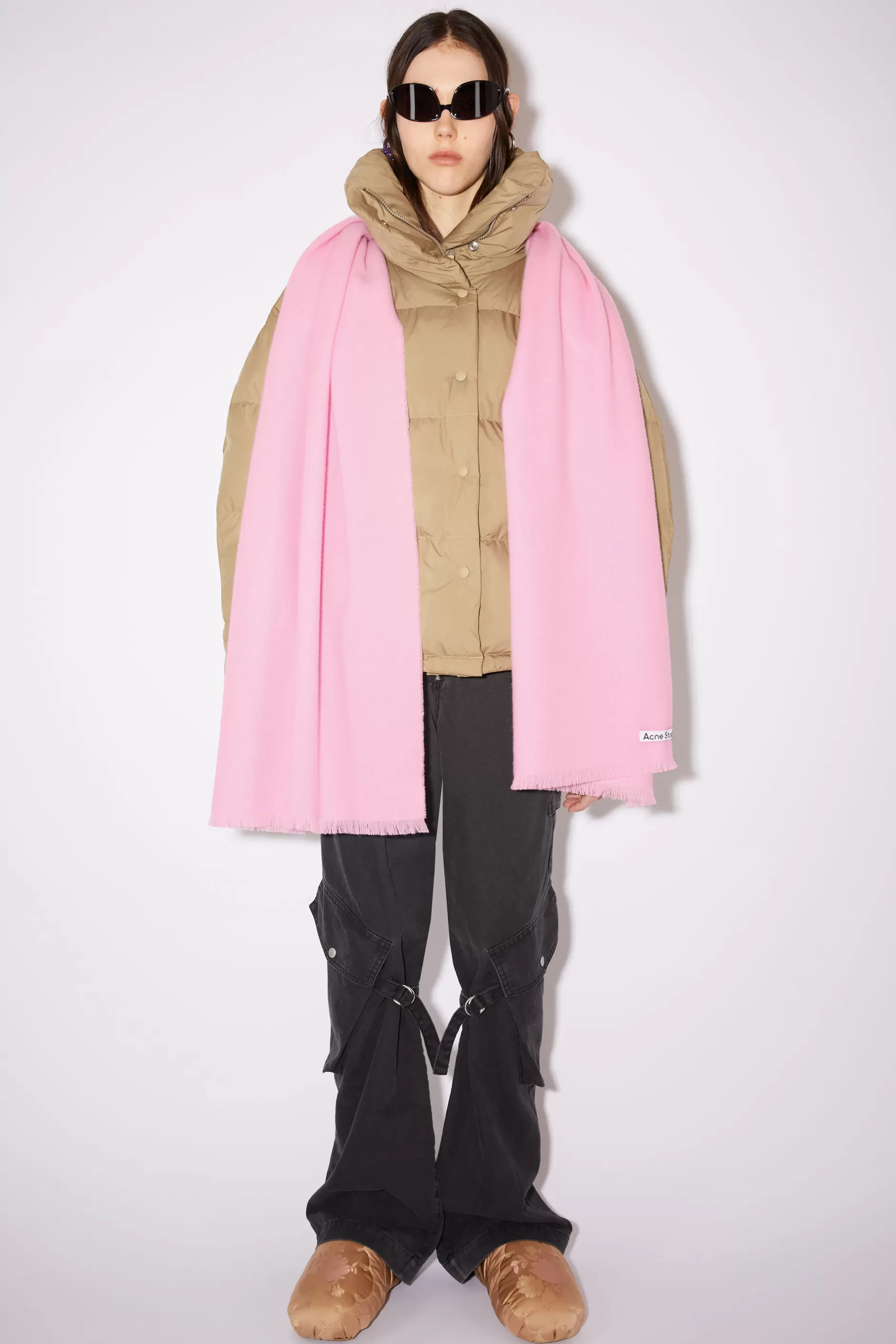 Acne Studios Oversized-Schal Aus Leichter Wolle Blassrosa Fashion