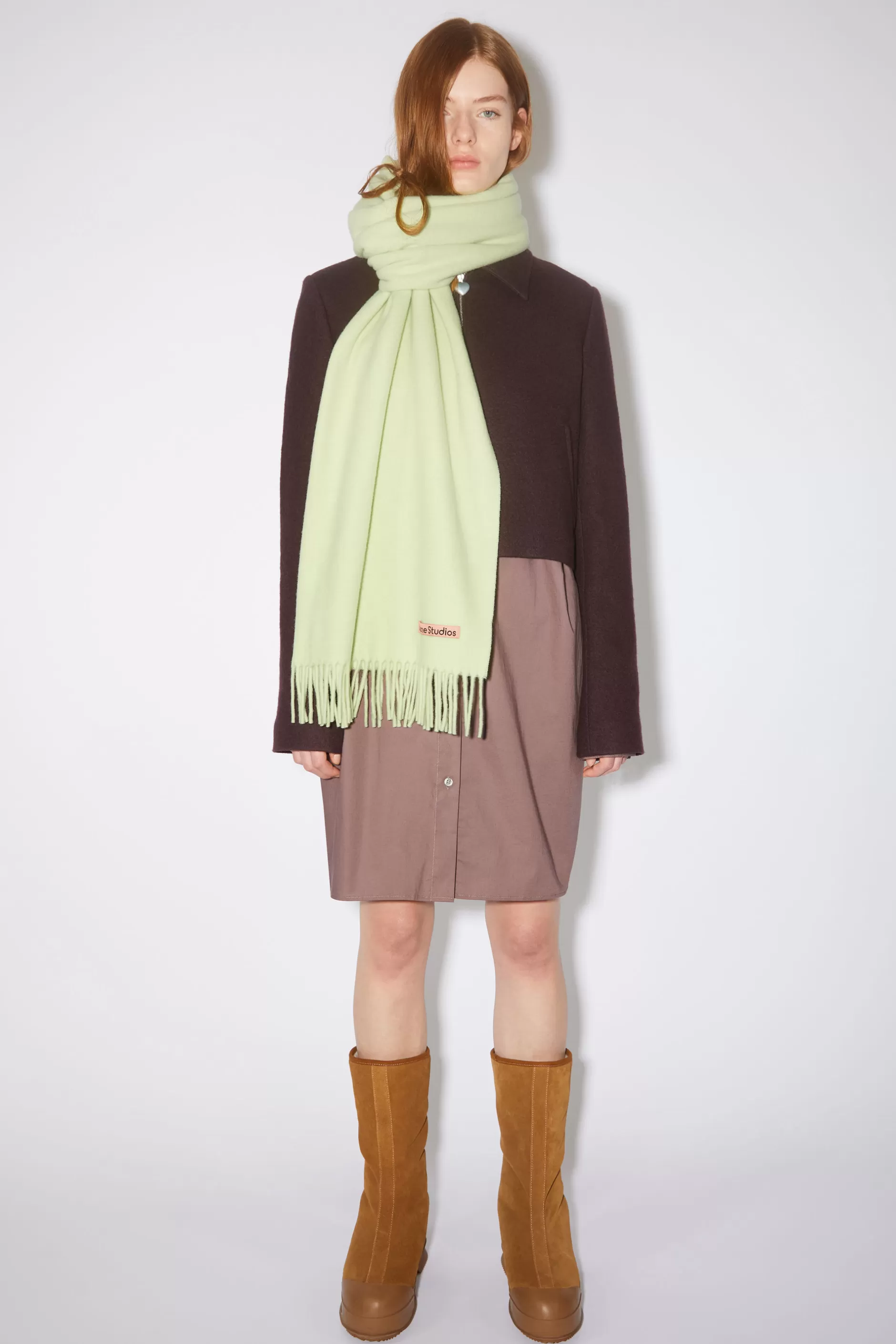 Acne Studios Oversized-Wollschal Mit Fransen Blassgrun Online