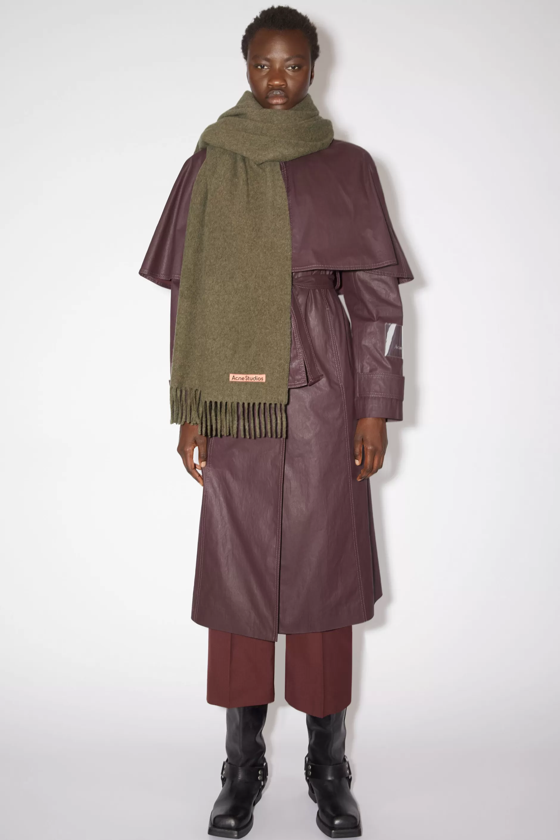 Acne Studios Oversized-Wollschal Mit Fransen Meliertes Helles Olivgrun Cheap