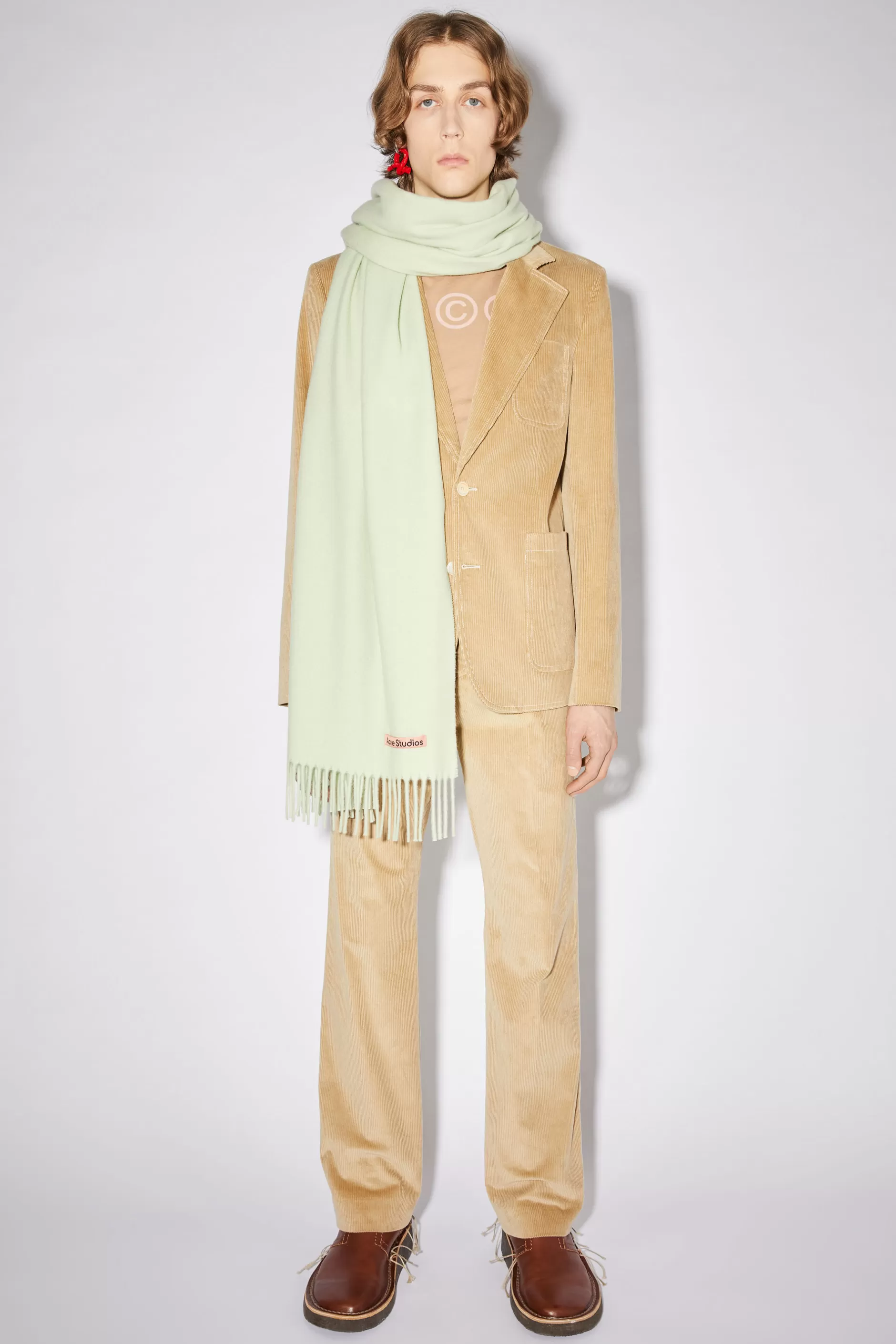 Acne Studios Oversized-Wollschal Mit Fransen Blassgrun Flash Sale