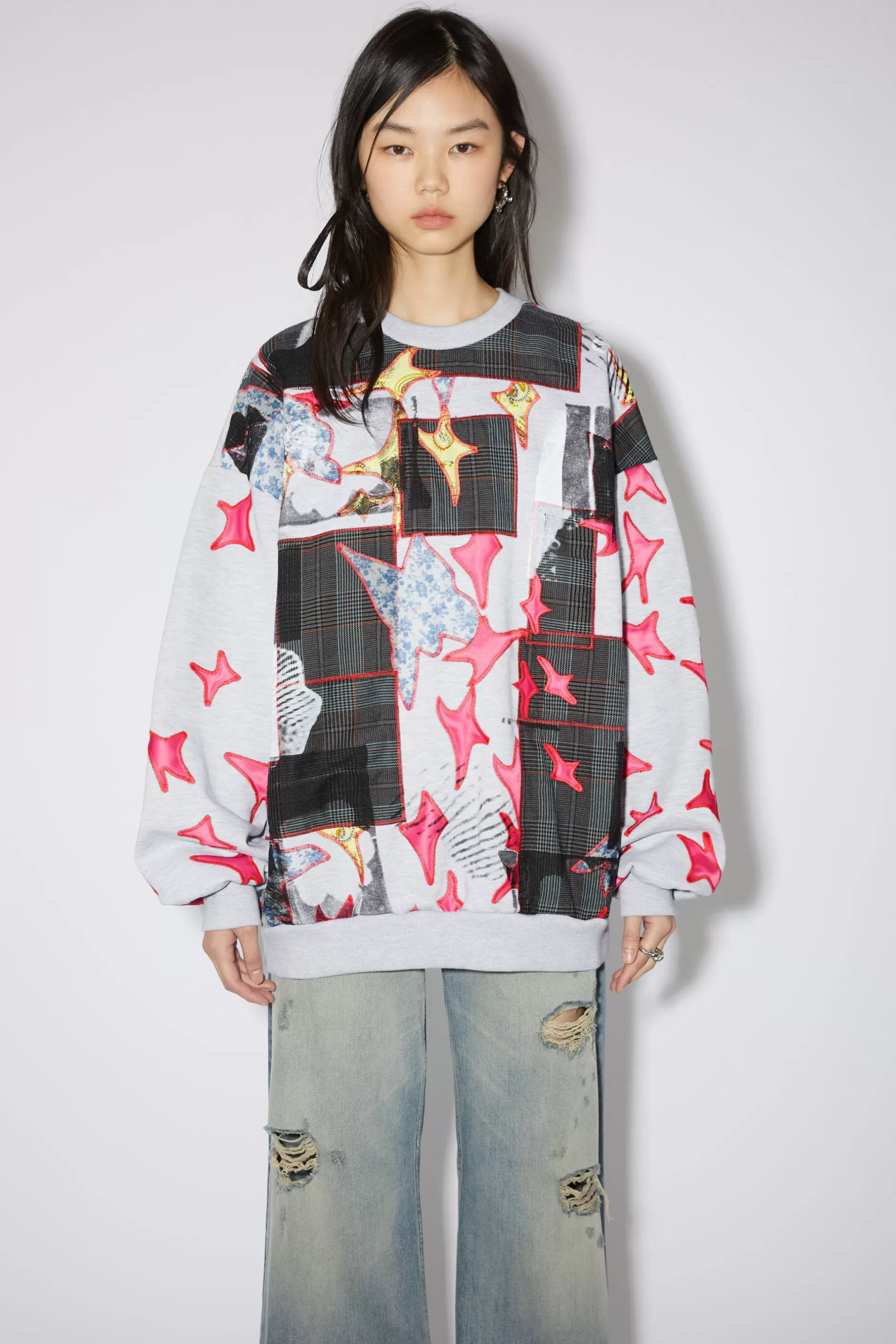 Acne Studios Patchwork-Pullover Blassgrau-Meliert Online