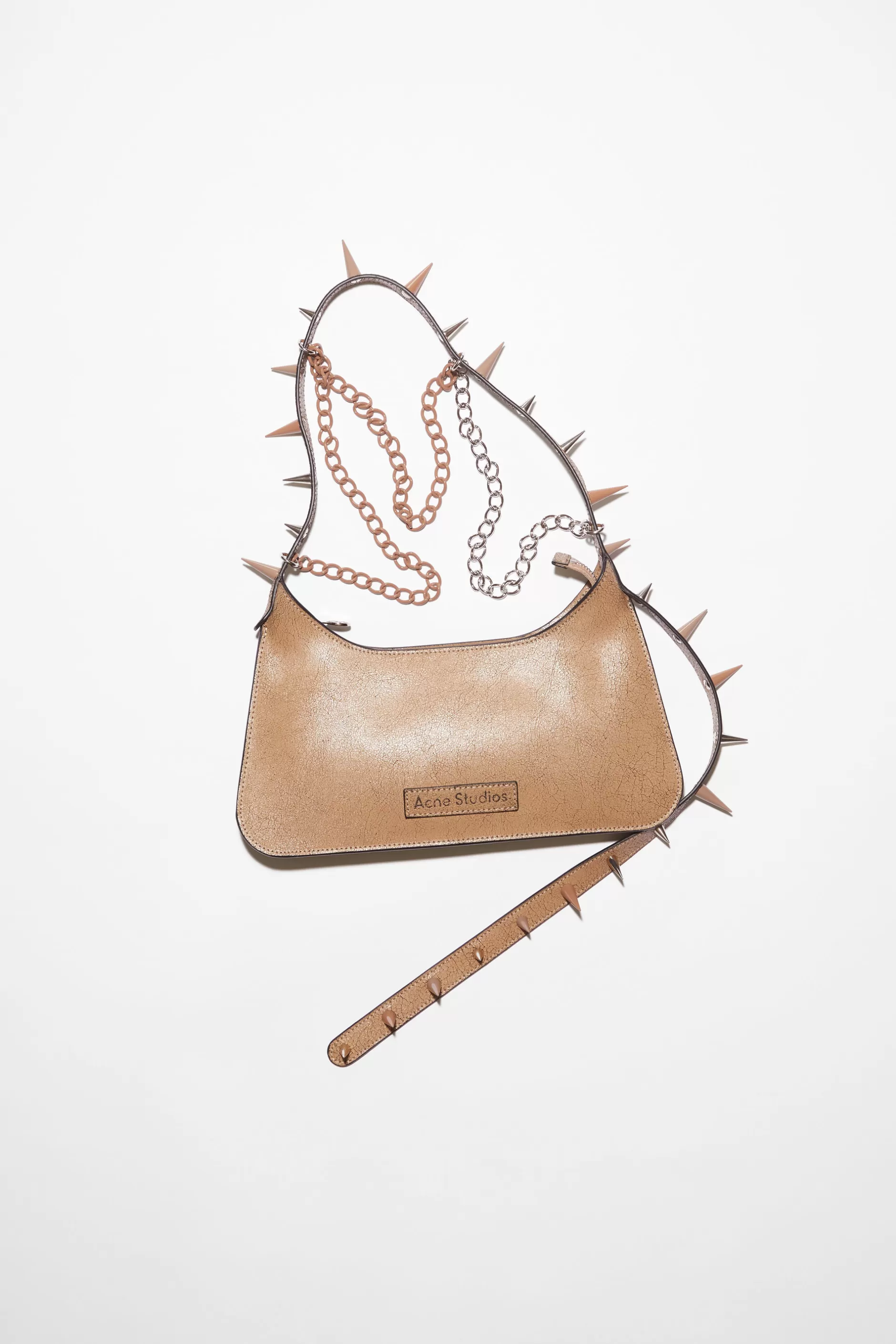 Acne Studios Platt Mini-Schultertasche Mit Spikes Dunkelbeige Store