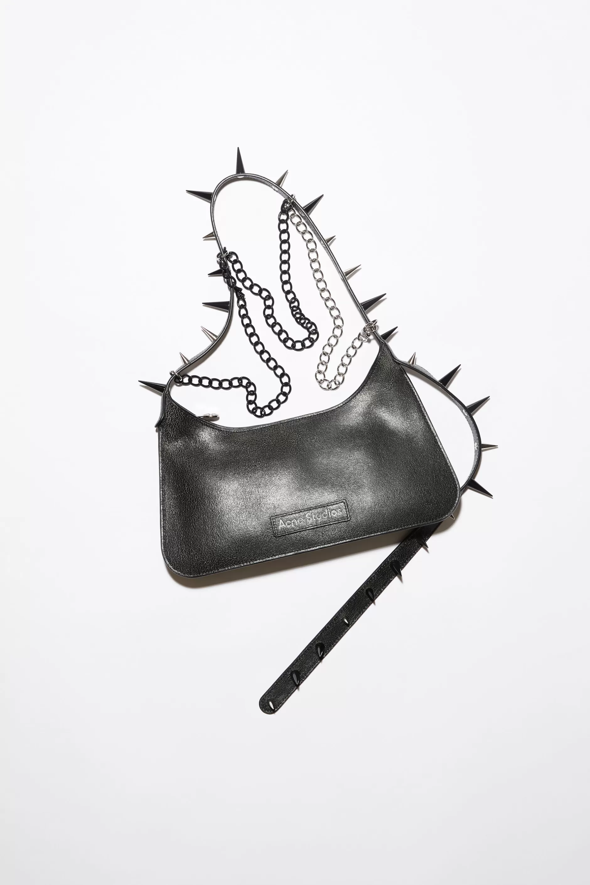 Acne Studios Platt Mini-Schultertasche Mit Spikes Schwarz New