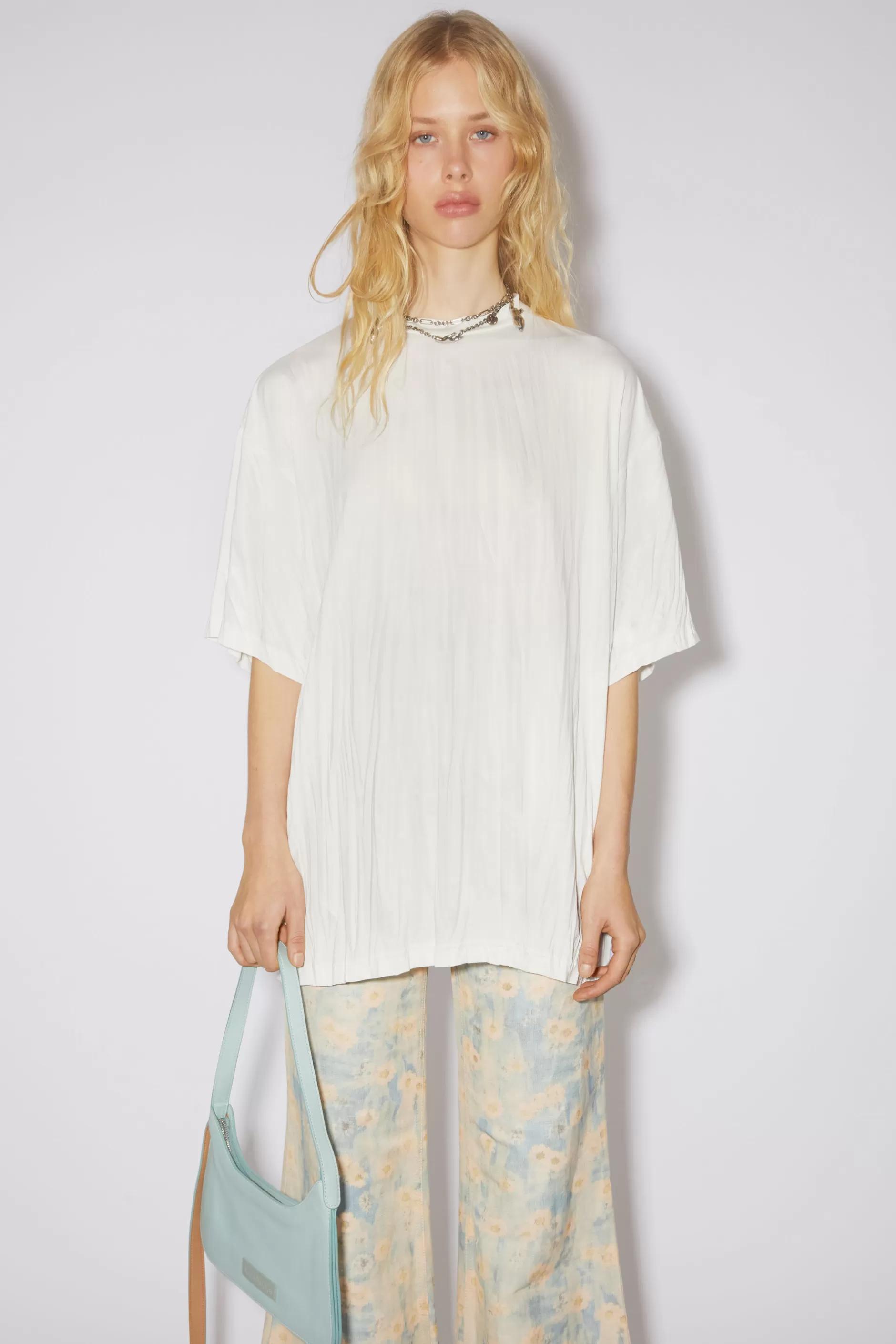 Acne Studios Plissiertes T-Shirt Weis Outlet