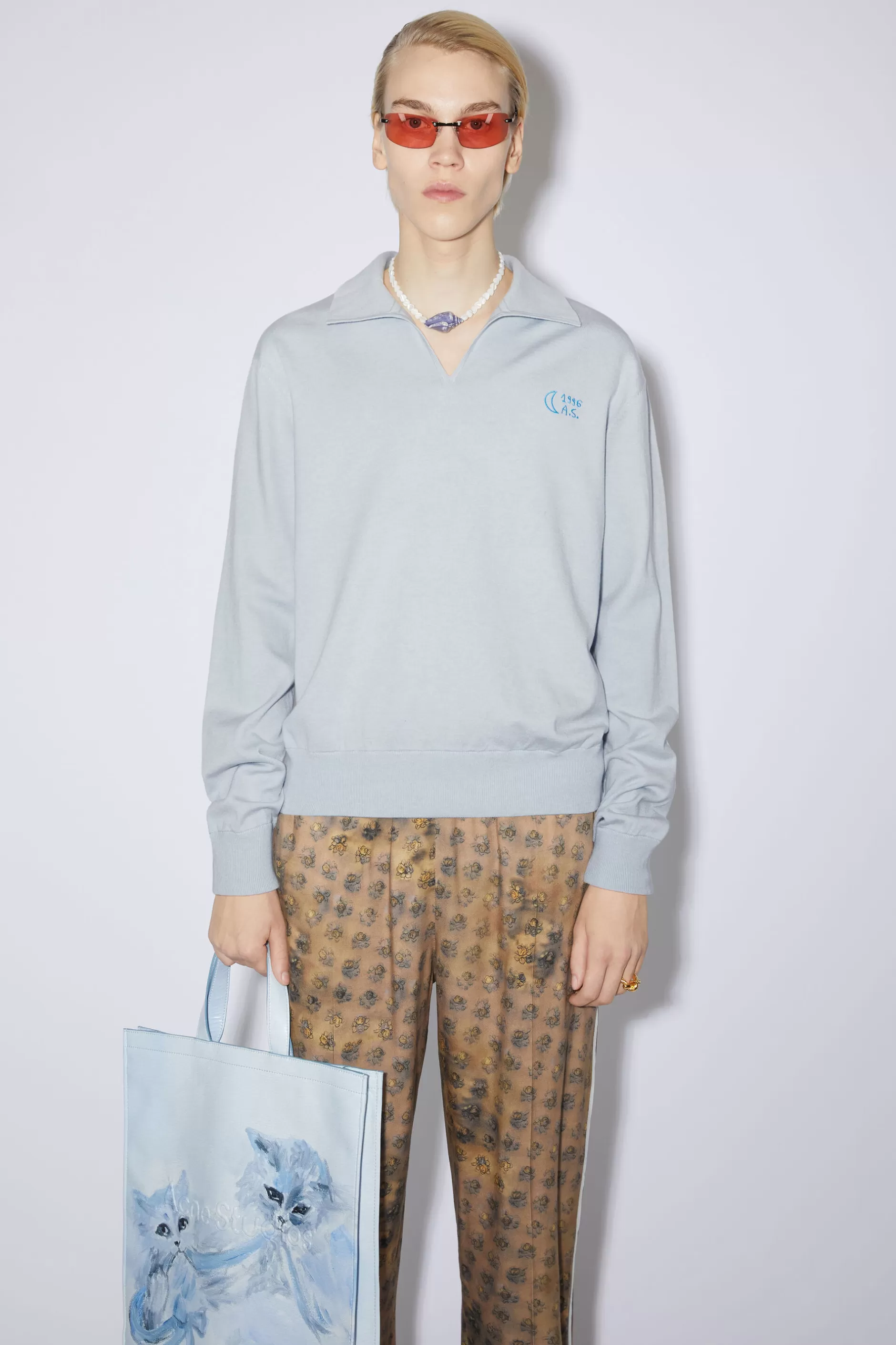 Acne Studios Polo-Pullover Blassblau New