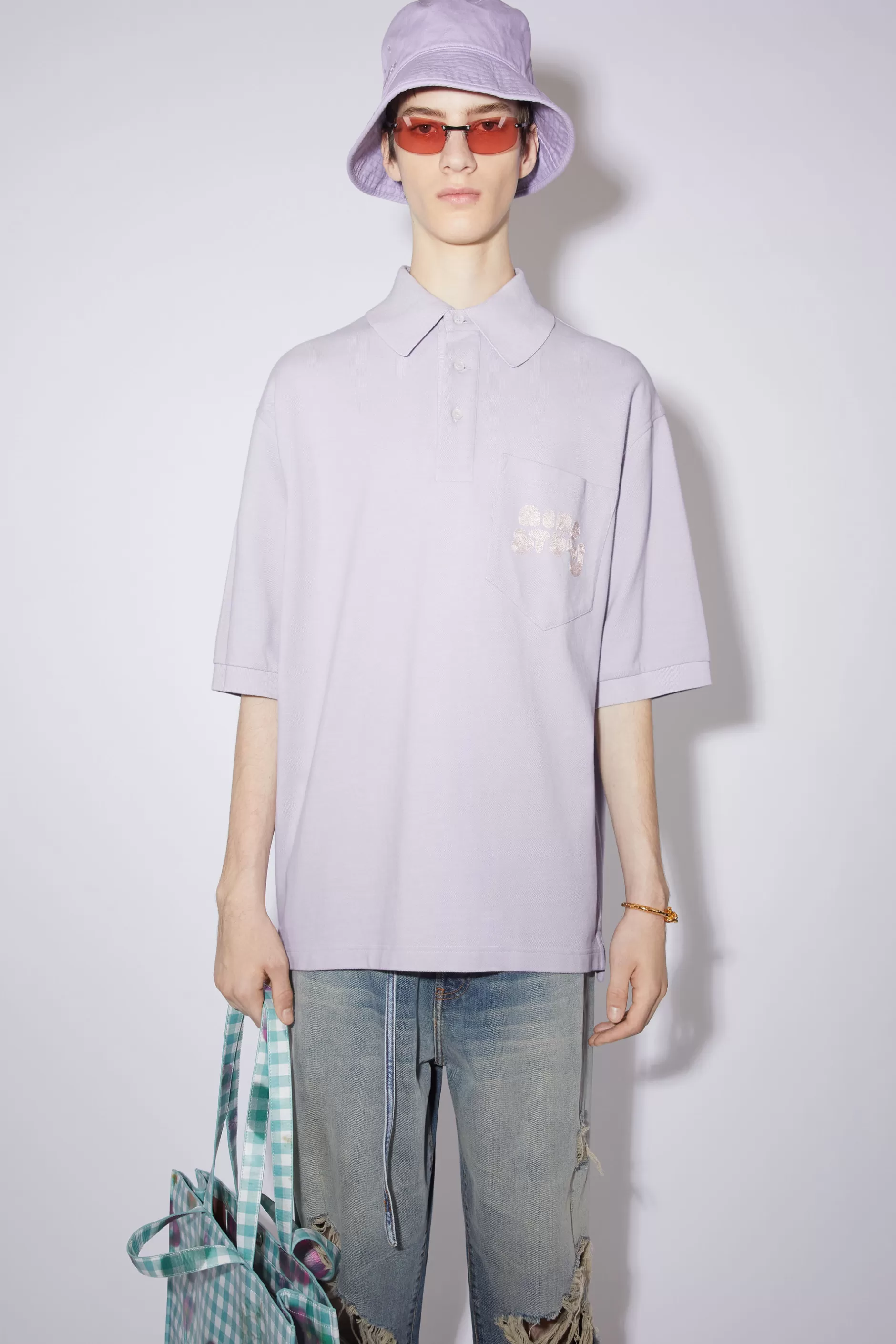 Acne Studios Polo-T-Shirt Mit Logo Zartlila Outlet