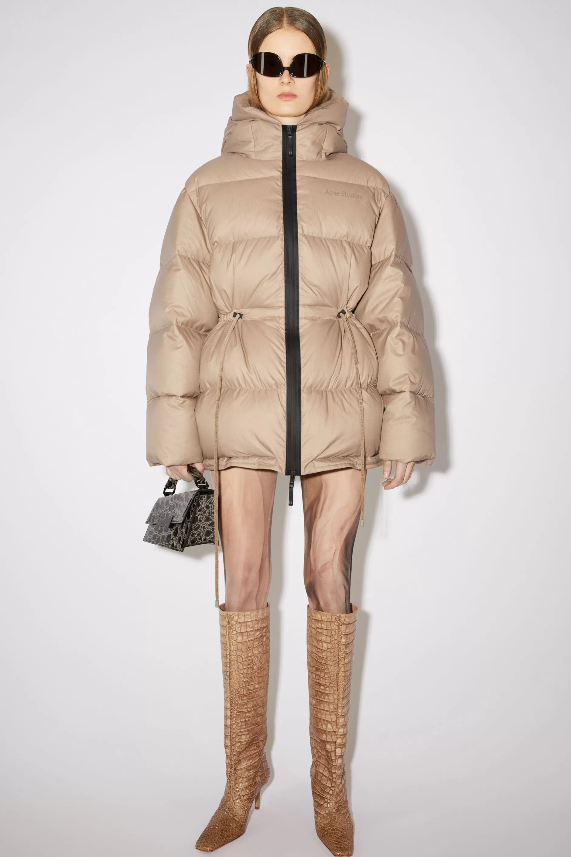 Acne Studios Pufferjacke Mit Kapuze Pilzbeige Clearance