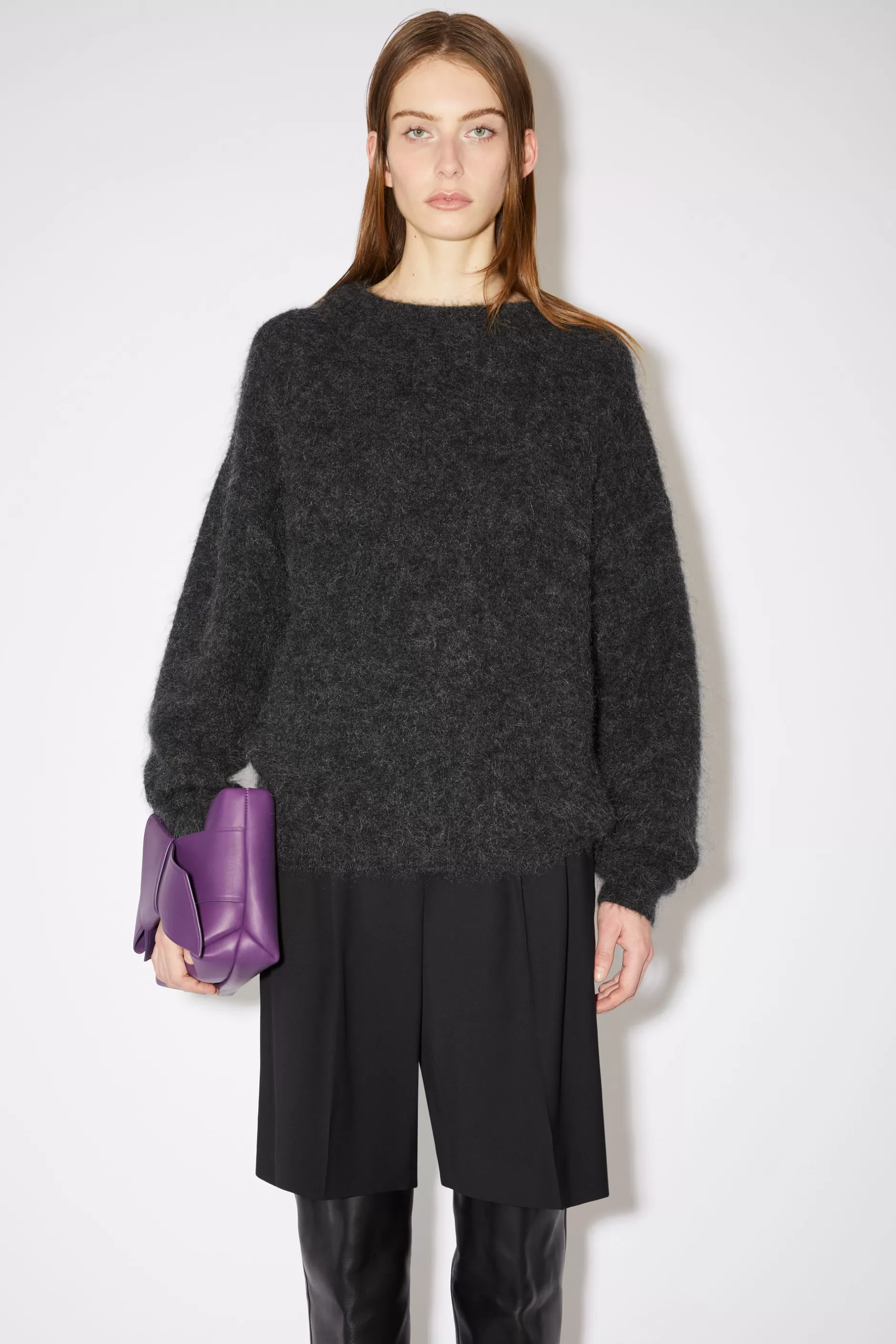 Acne Studios Pullover Aus Mohair-Woll-Mix Anthrazitgrau Cheap