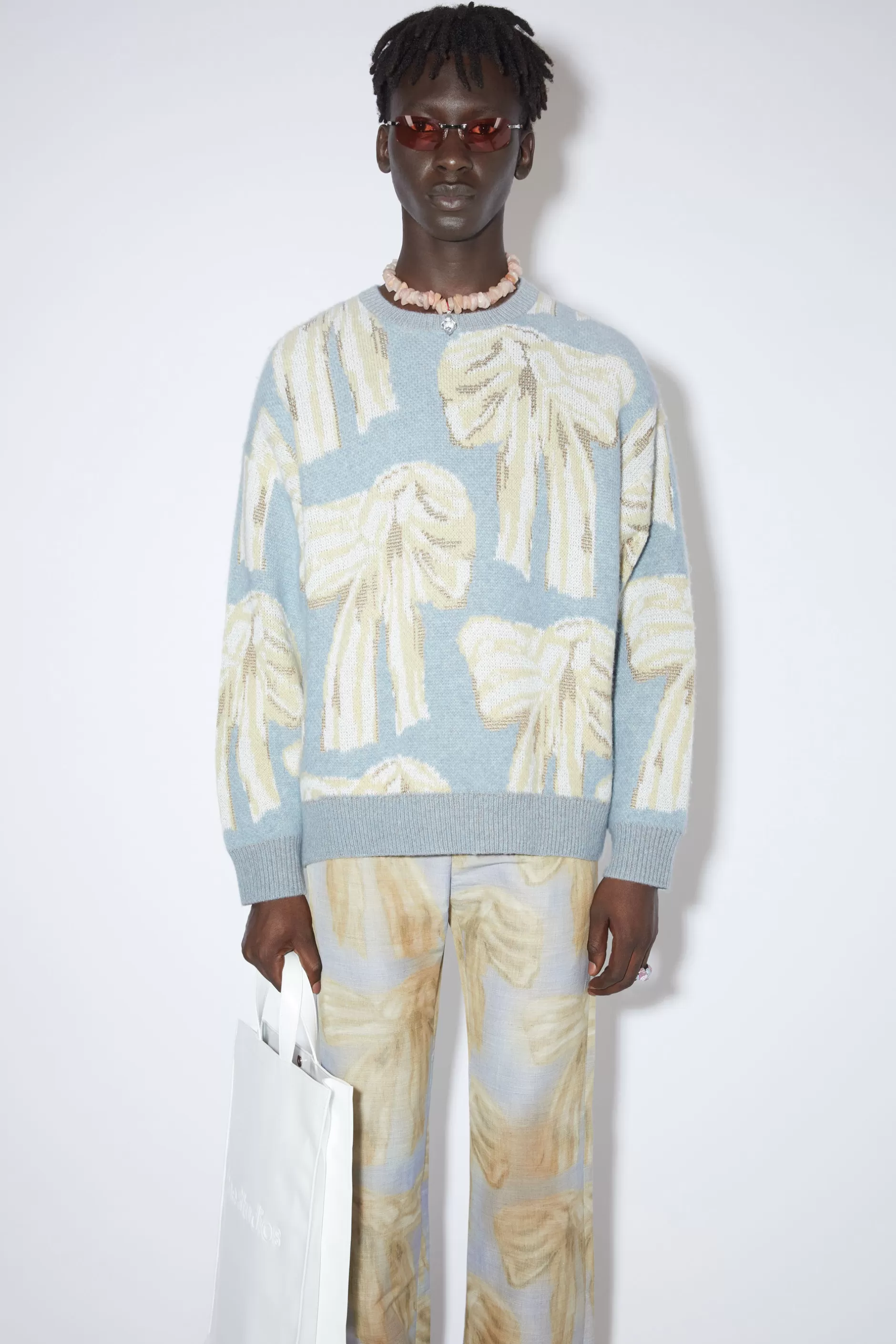 Acne Studios Pullover Mit Jacquard-Muster Staubblau Meliert Fashion