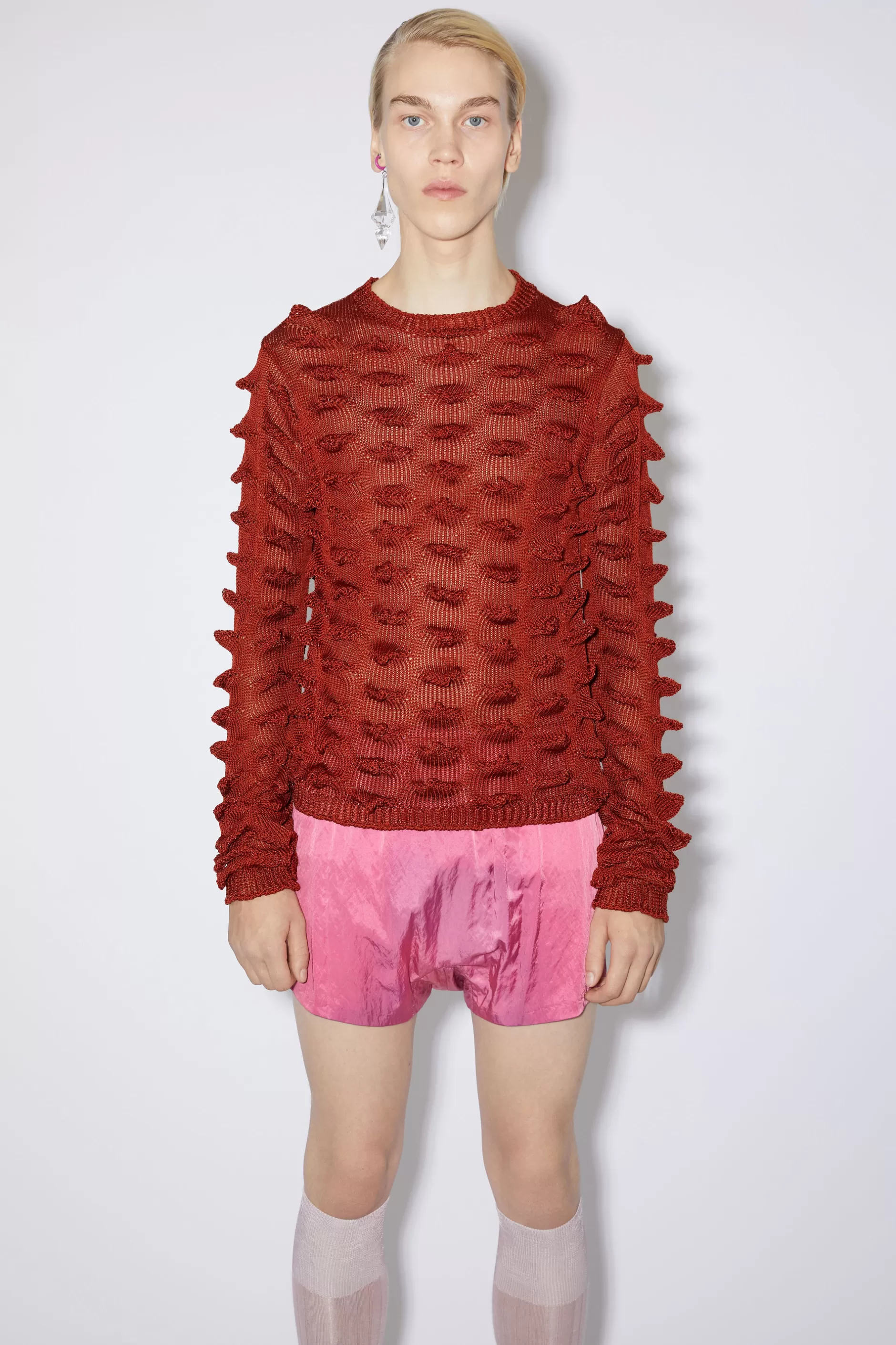 Acne Studios Pullover Mit Rundhalsausschnitt Rostrot Clearance