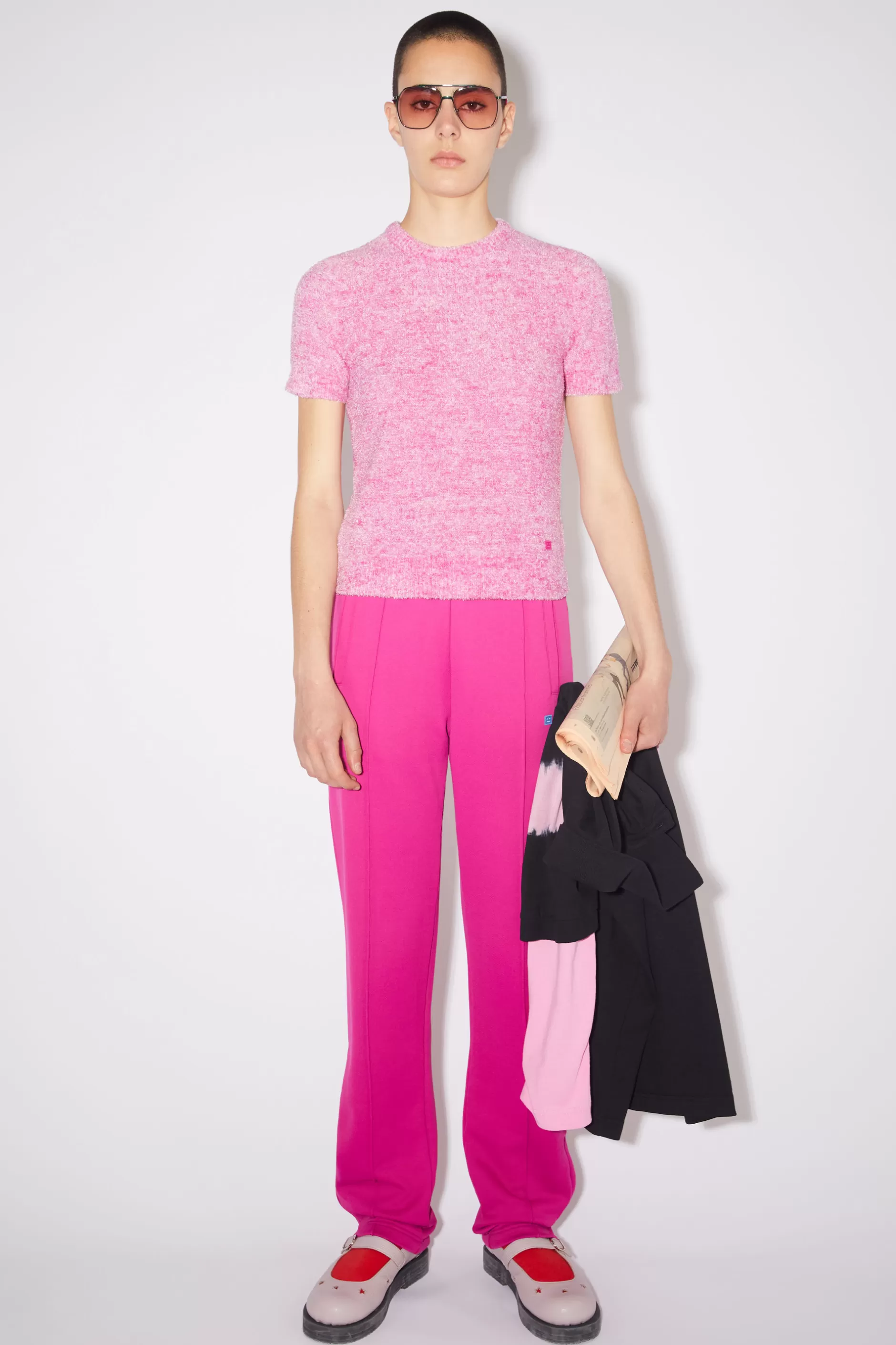 Acne Studios Pullover Mit Rundhalsausschnitt Kaugummirosa Meliert Fashion