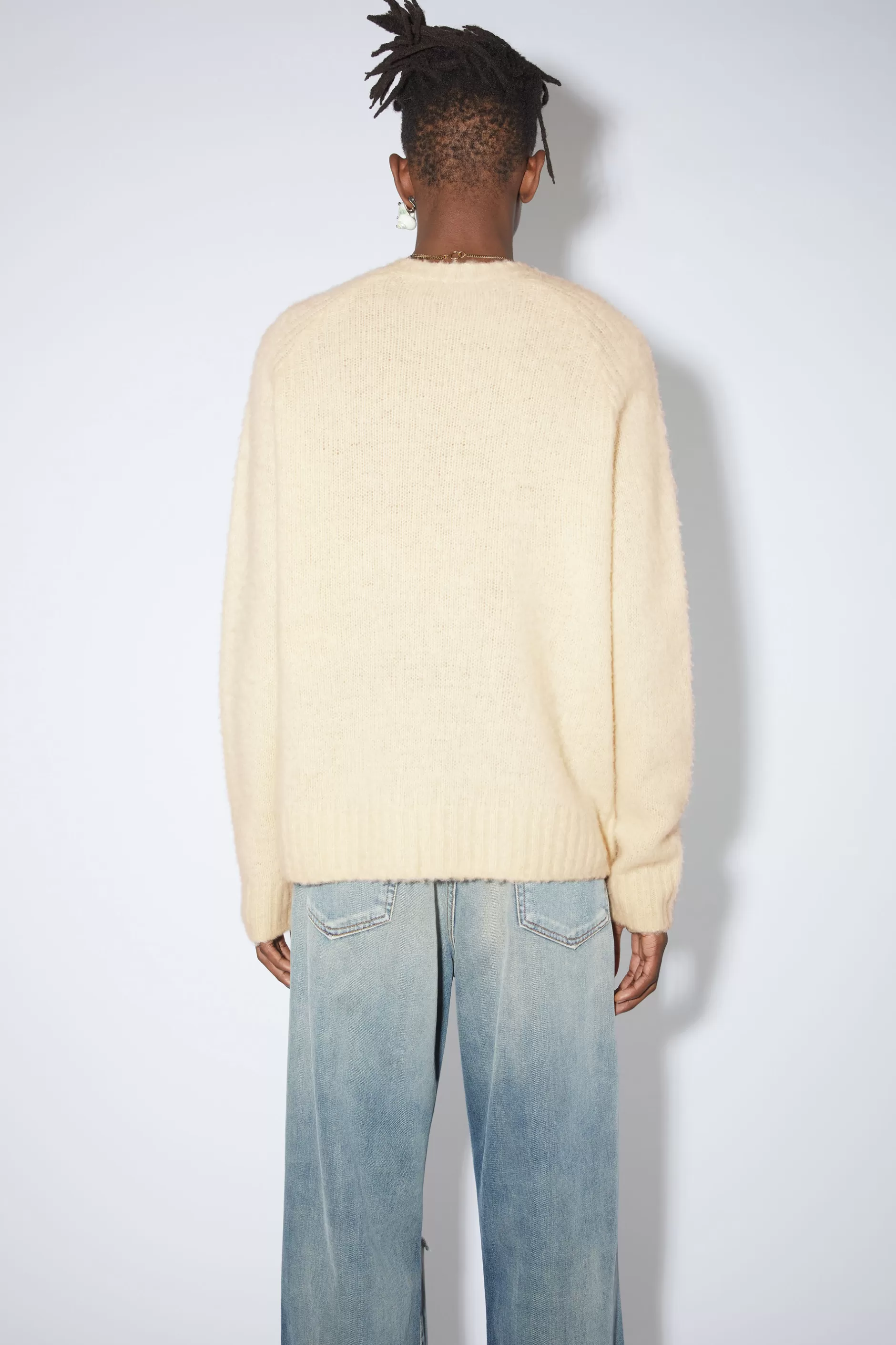 Acne Studios Pullover Mit Rundhalsausschnitt Ecru-Beige Clearance