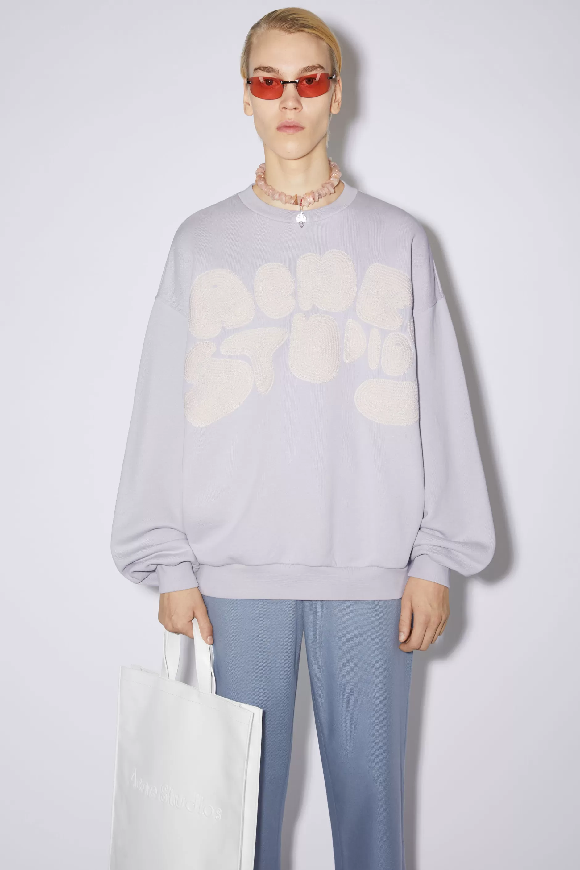 Acne Studios Pullover Mit Rundhalsausschnitt Und Blasenlogo Zartlila Best