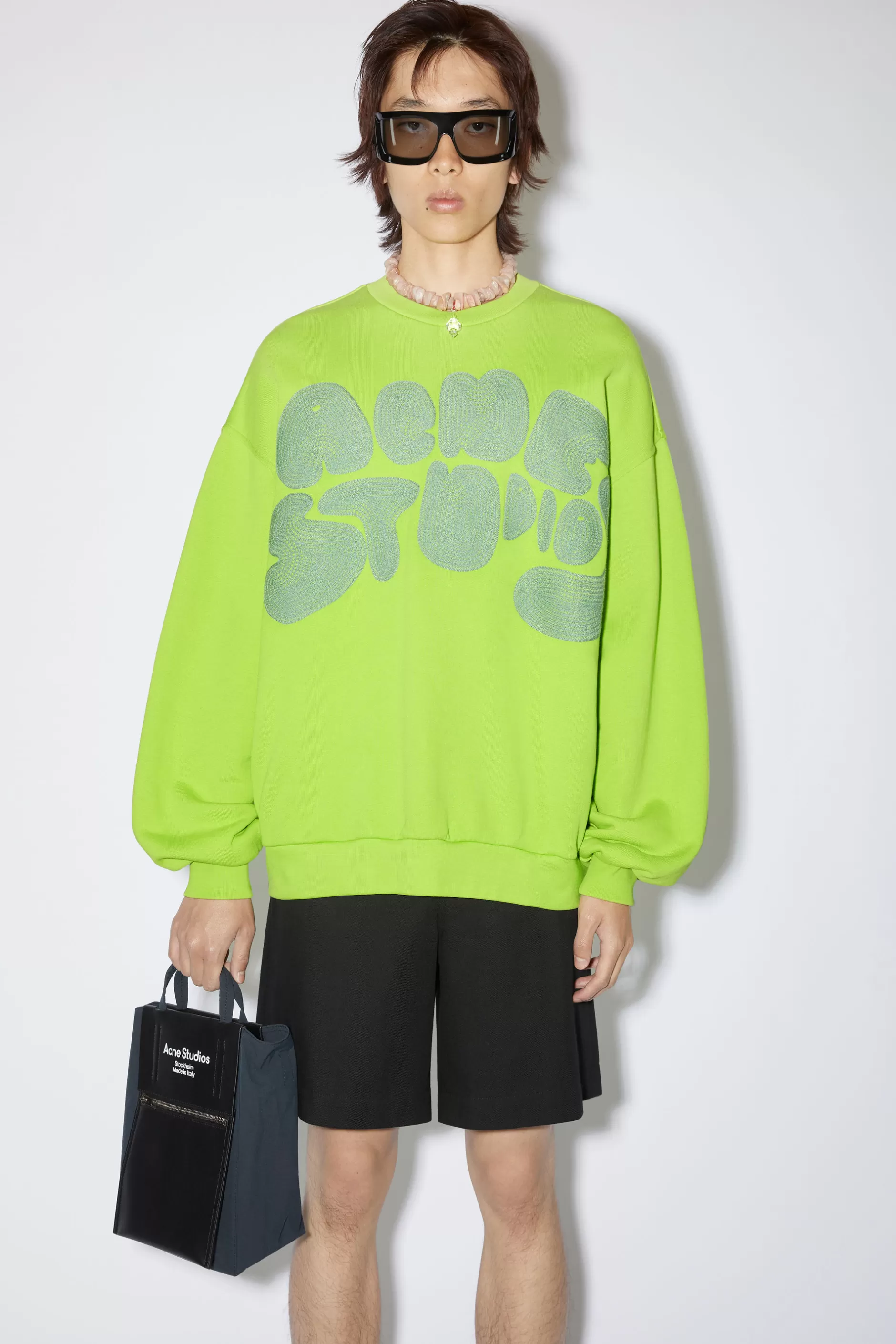 Acne Studios Pullover Mit Rundhalsausschnitt Und Blasenlogo Limone Flash Sale