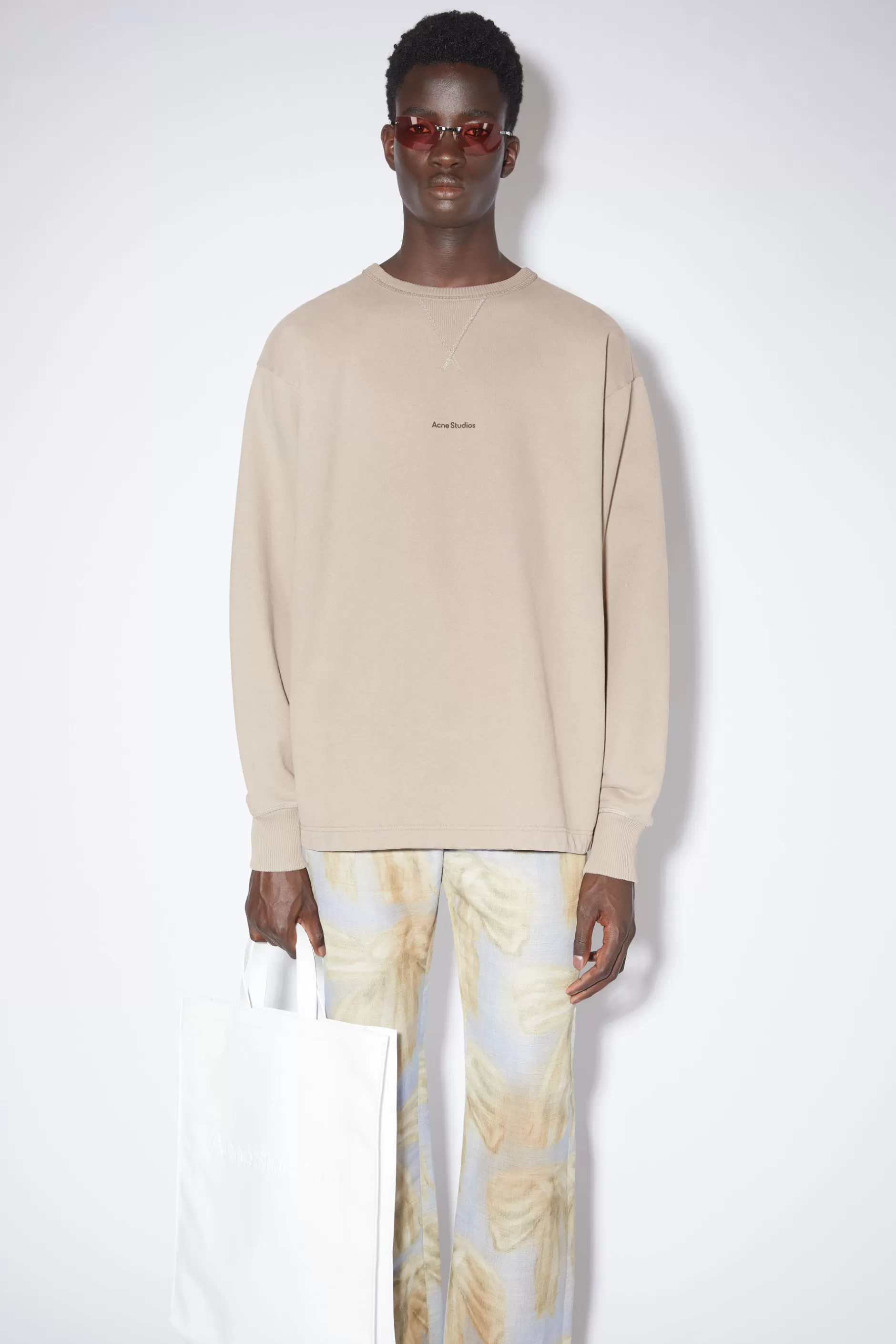 Acne Studios Pullover Mit Stempel-Logo Pilzbeige Outlet