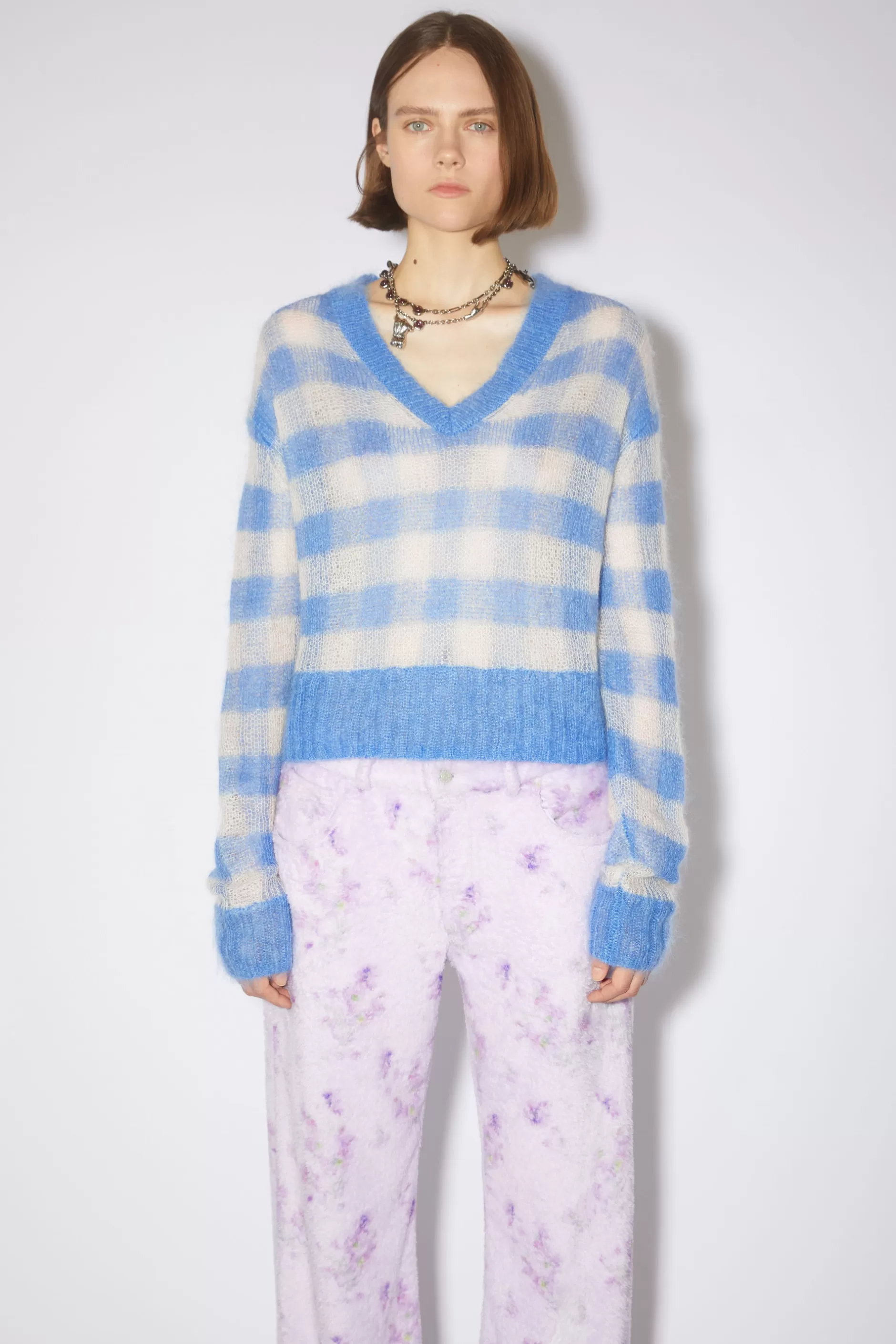 Acne Studios Pullover Mit Vichy-Karo Blau/Hellbeige Clearance