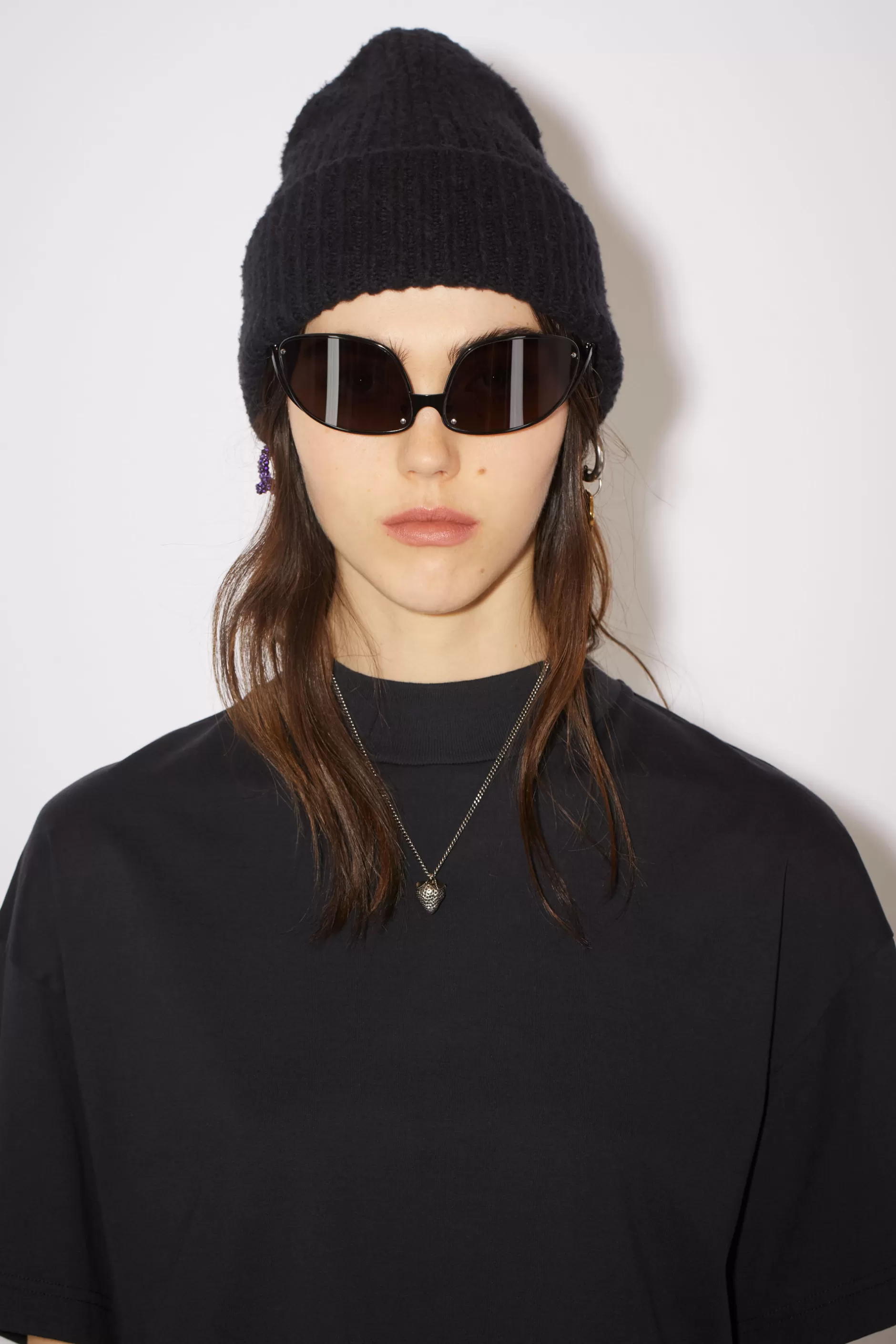 Acne Studios Rippstrick-Beanie Schwarz New