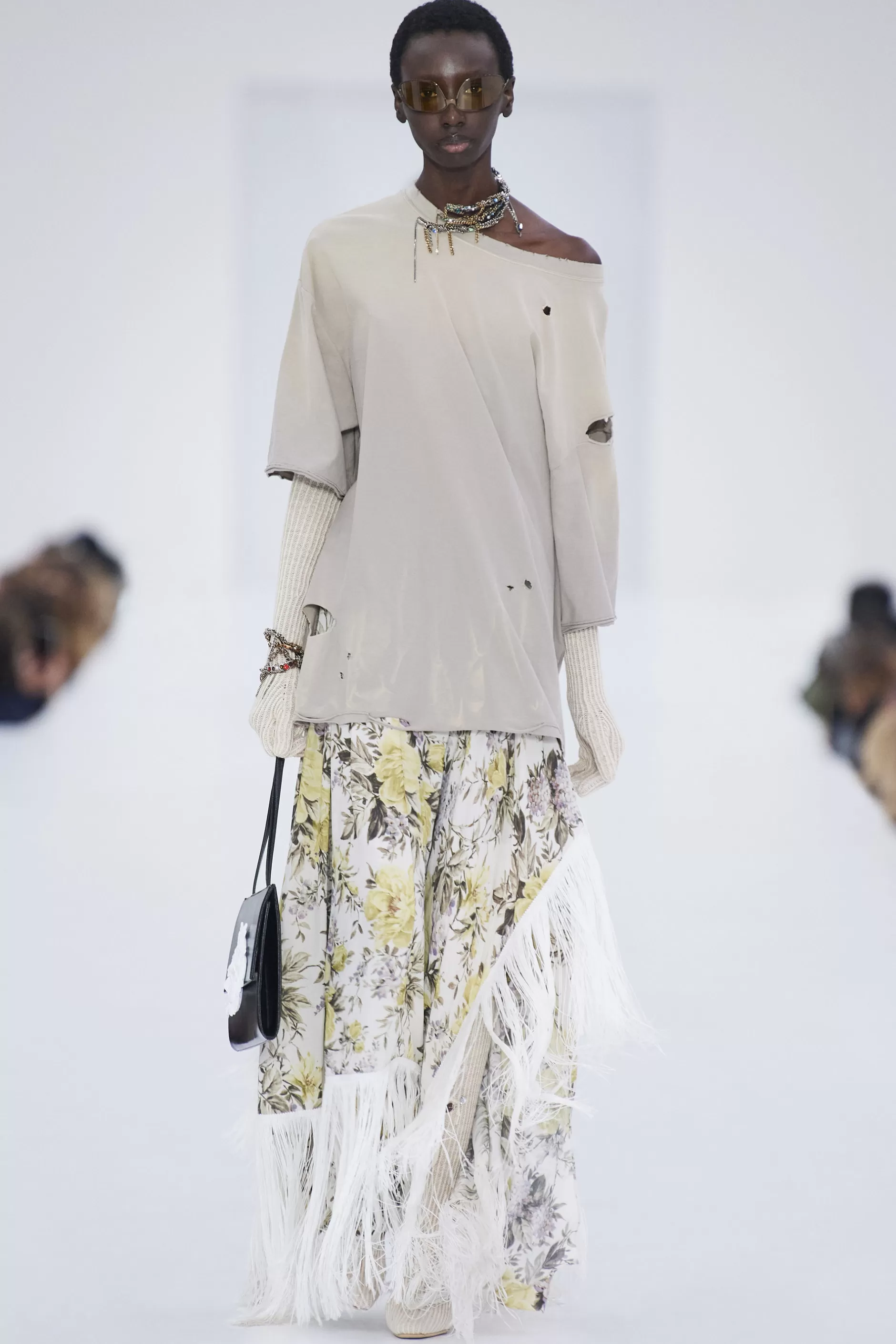 Acne Studios Rock Mit Blumenprint Und Fransen Beige Hot