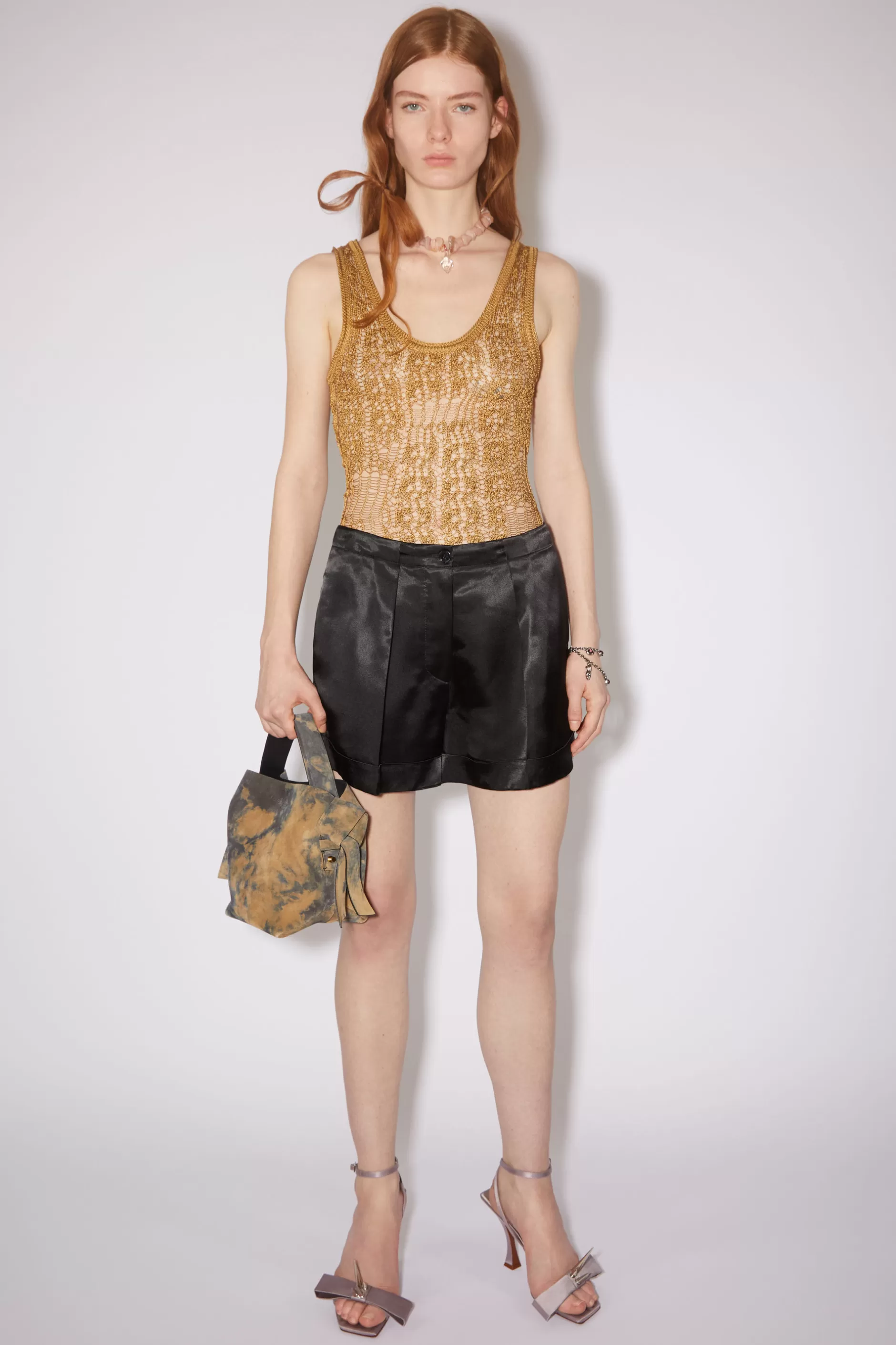 Acne Studios Satin-Shorts Schwarz Cheap