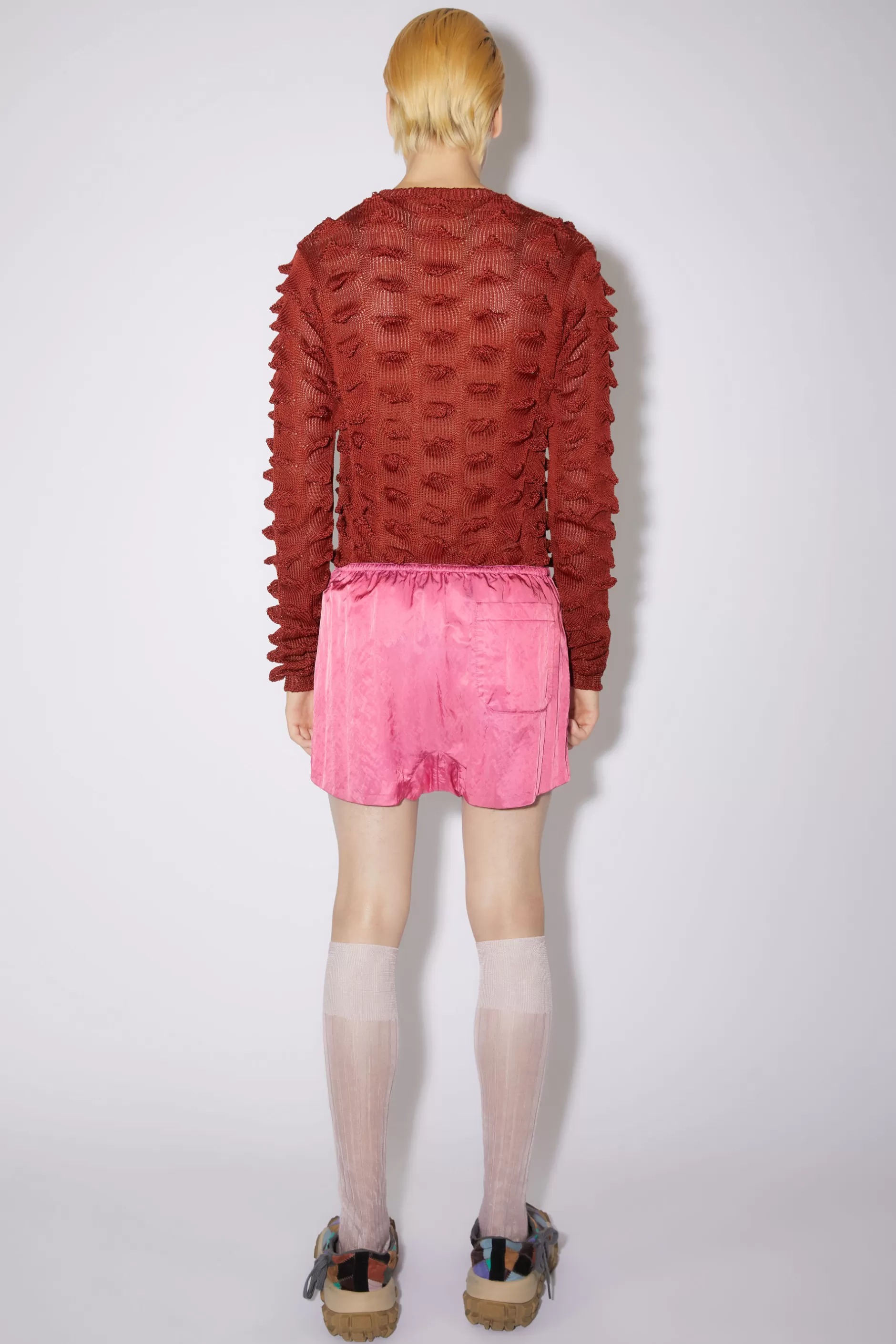 Acne Studios Satin-Shorts Fuchsia Flash Sale