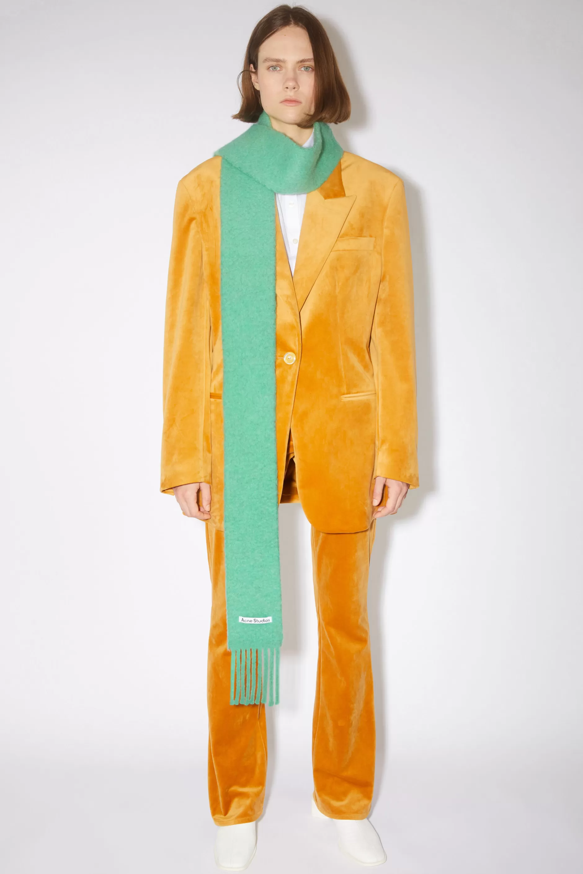 Acne Studios Schmaler Fransenschal Aus Woll-Alpaka-Mix Jadegrun Online