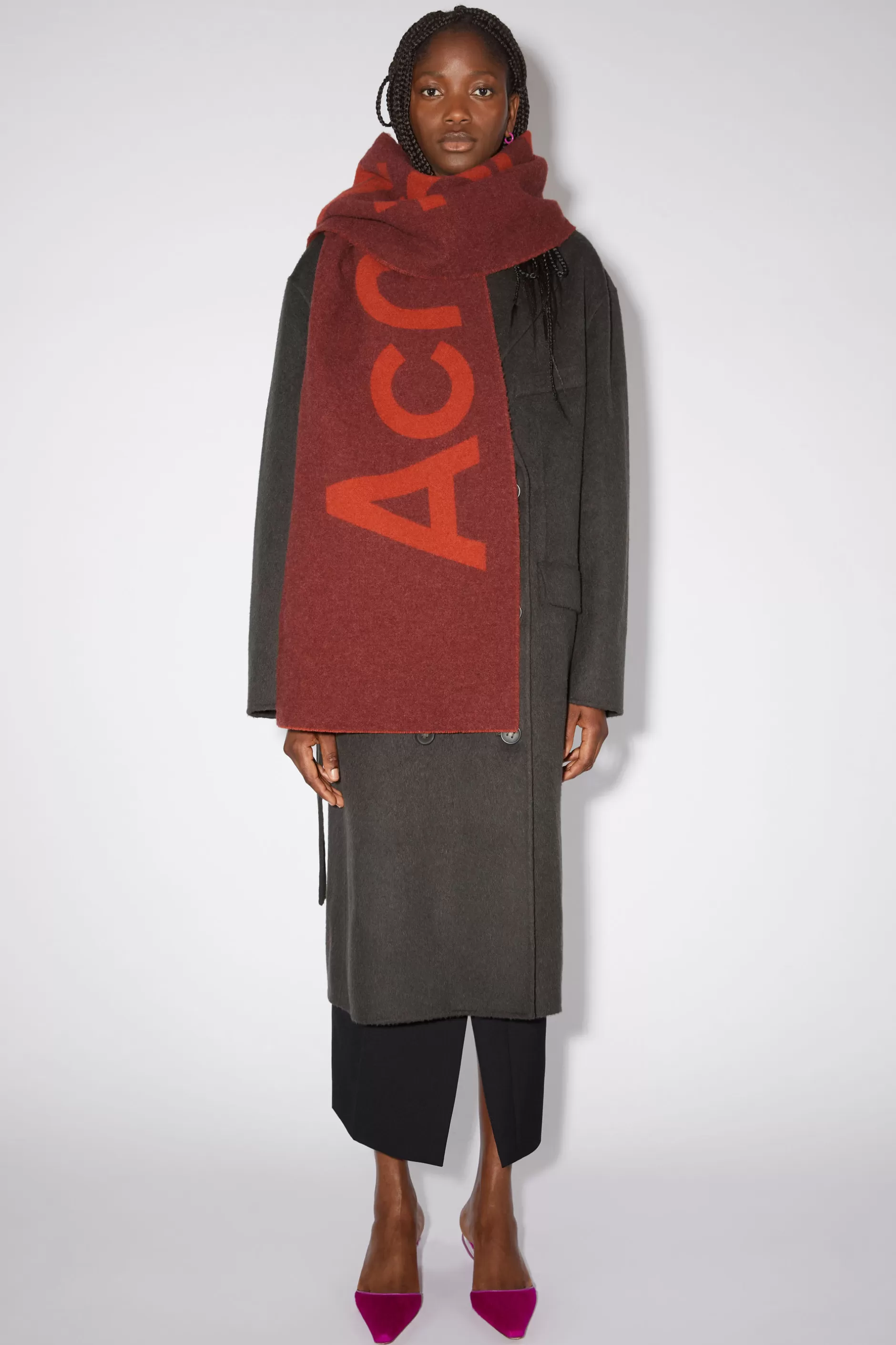 Acne Studios Schmaler Schal Mit Logo-Jacquardmuster Rostbraun/Rostorange Sale