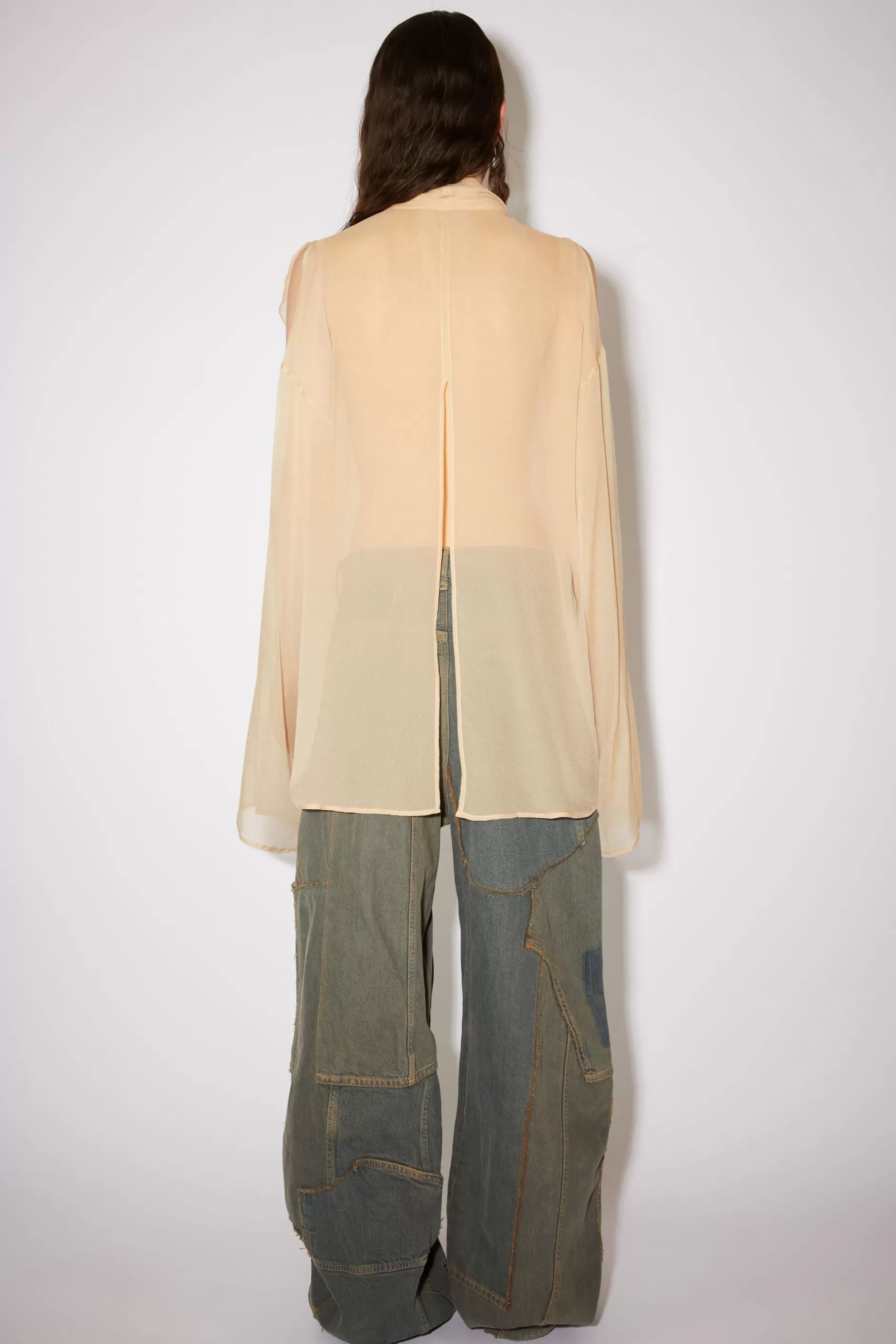 Acne Studios Seidenbluse Zum Schnuren Warmes Beige Store