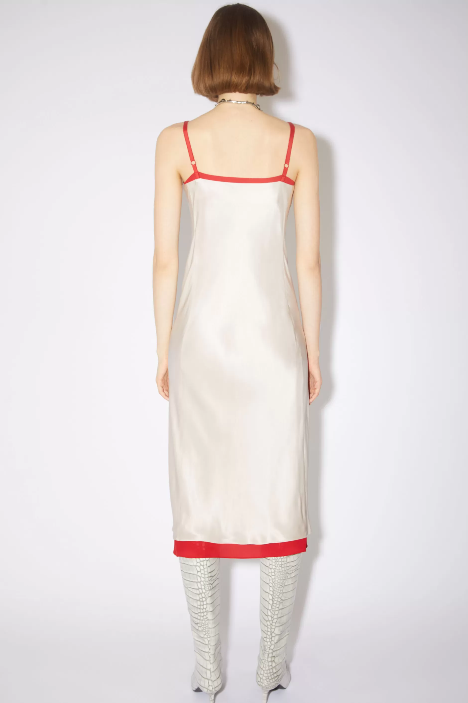 Acne Studios Slipdress Aus Satin Kieselbeige New