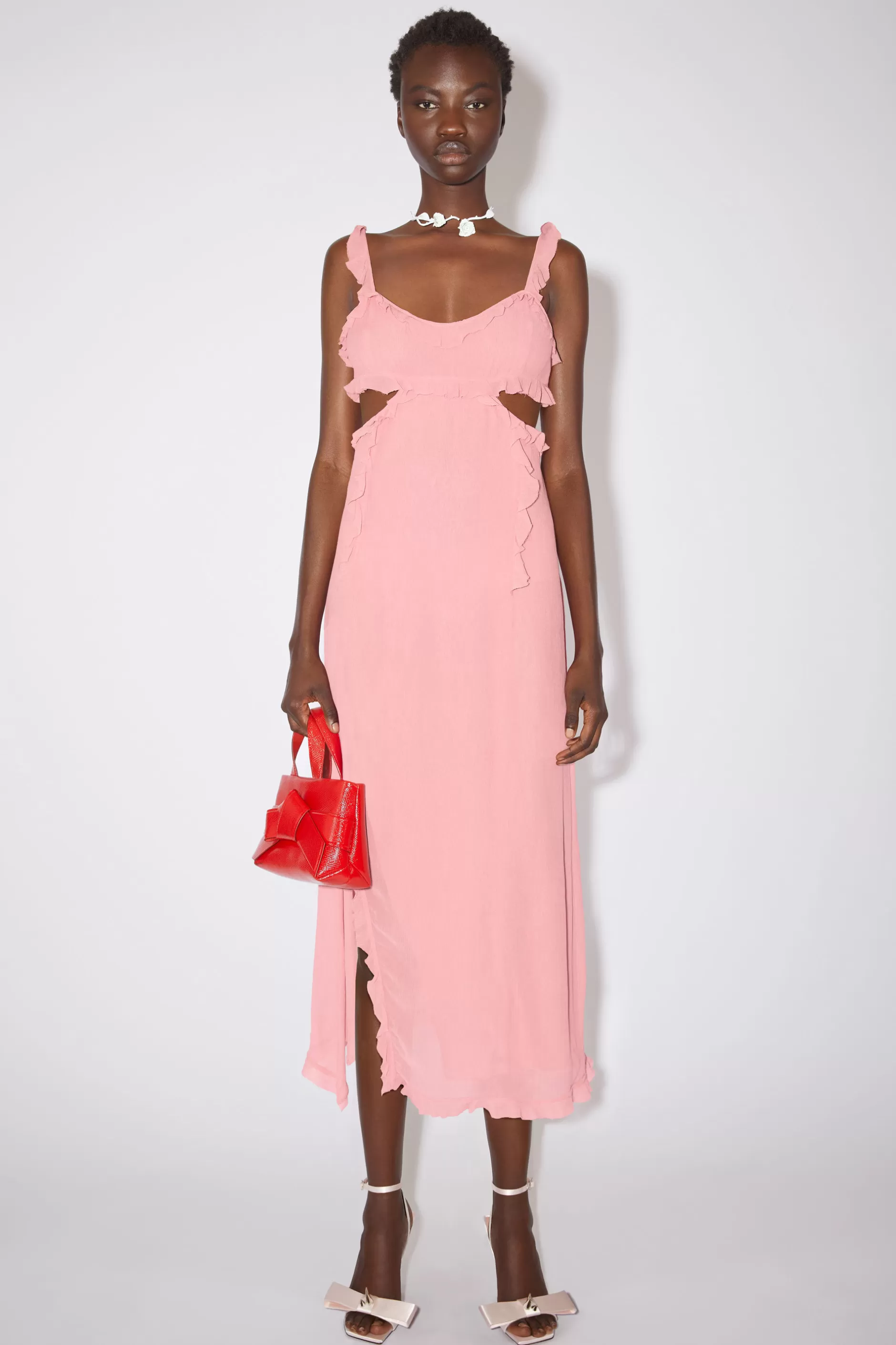 Acne Studios Slipdress Mit Ruschen Pinkrosa Store