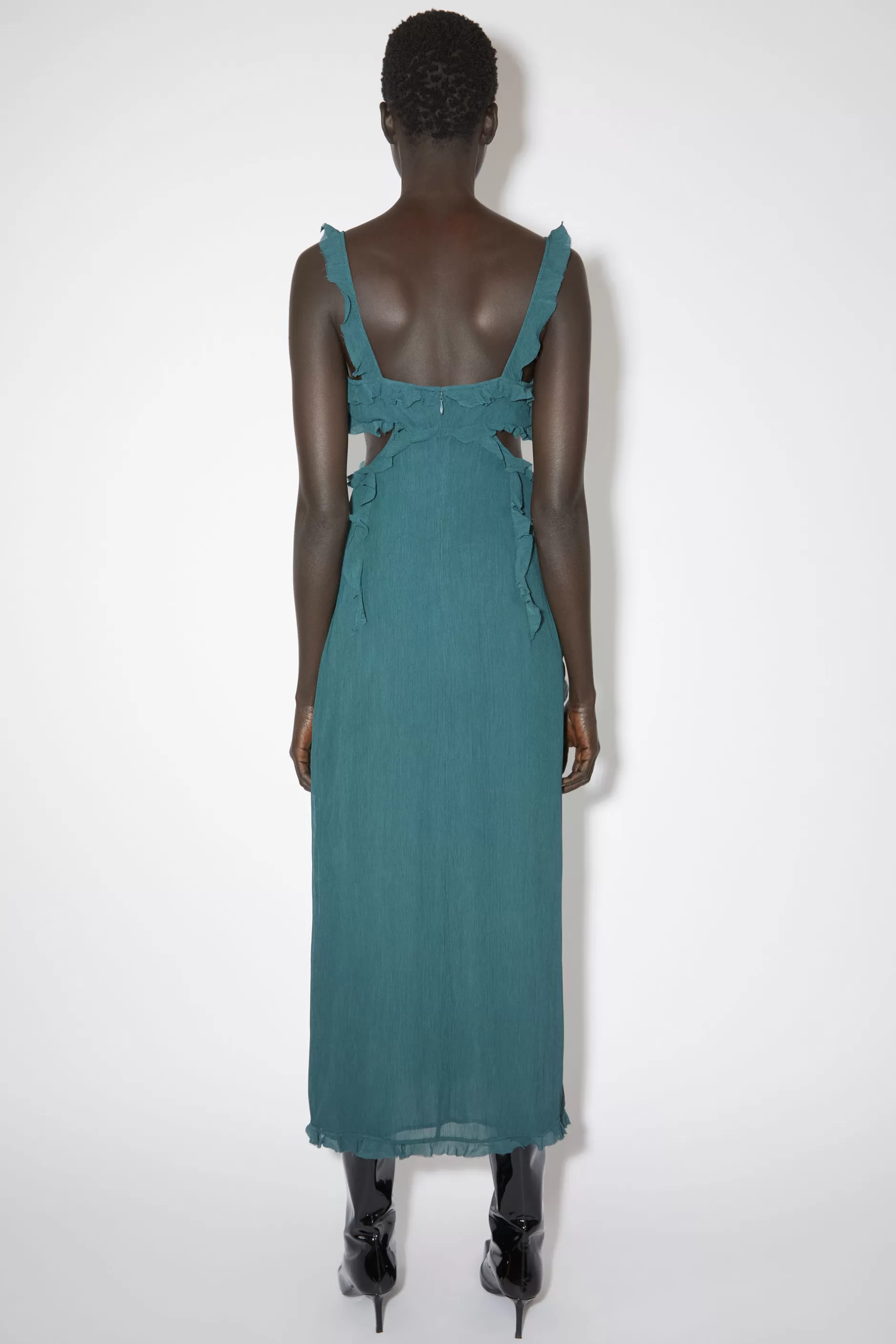 Acne Studios Slipdress Mit Ruschen Petrolblau Cheap