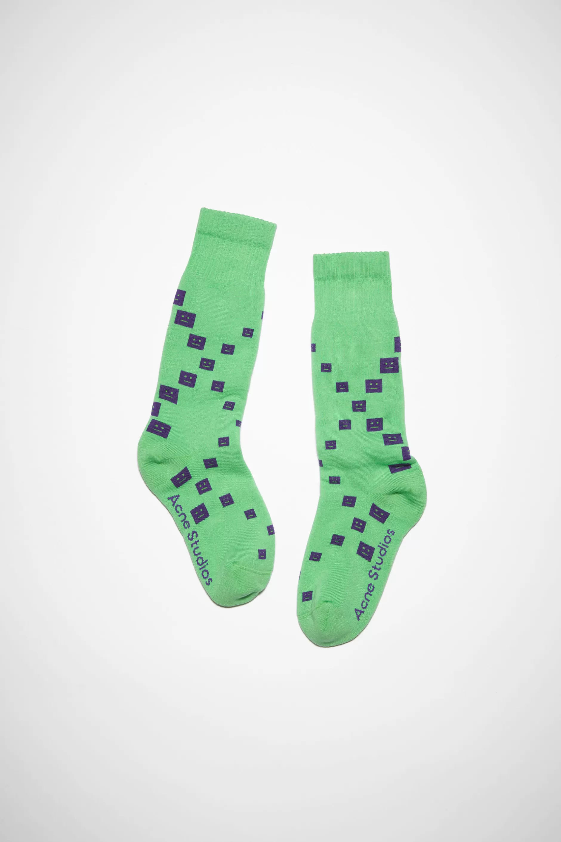 Acne Studios Socken Mit Face-Logo Jadegrun/Blau Best Sale