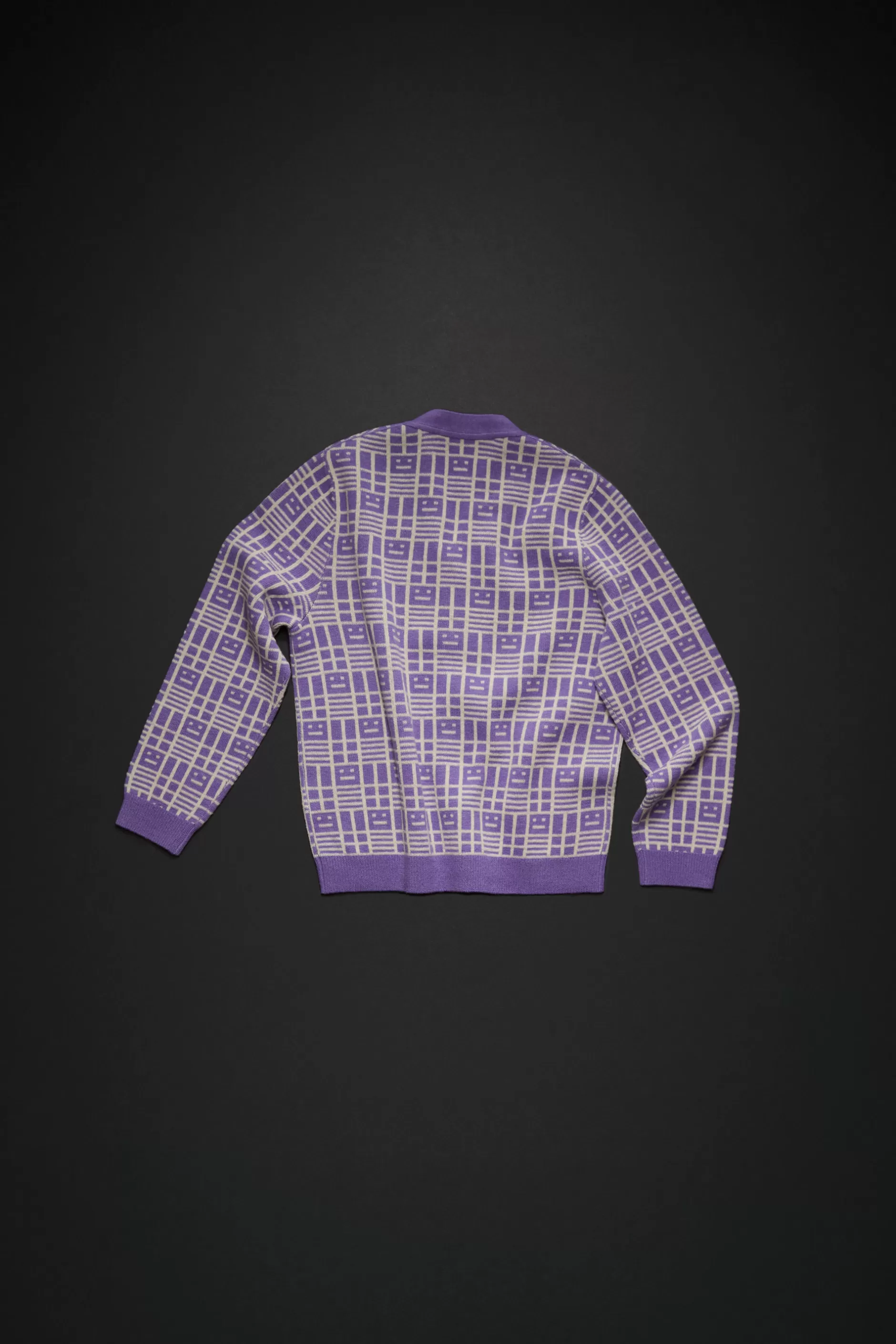 Acne Studios Strickcardigan Mit Face-Logo Im Schachbrettmuster Schwertlilien-Violett Hot