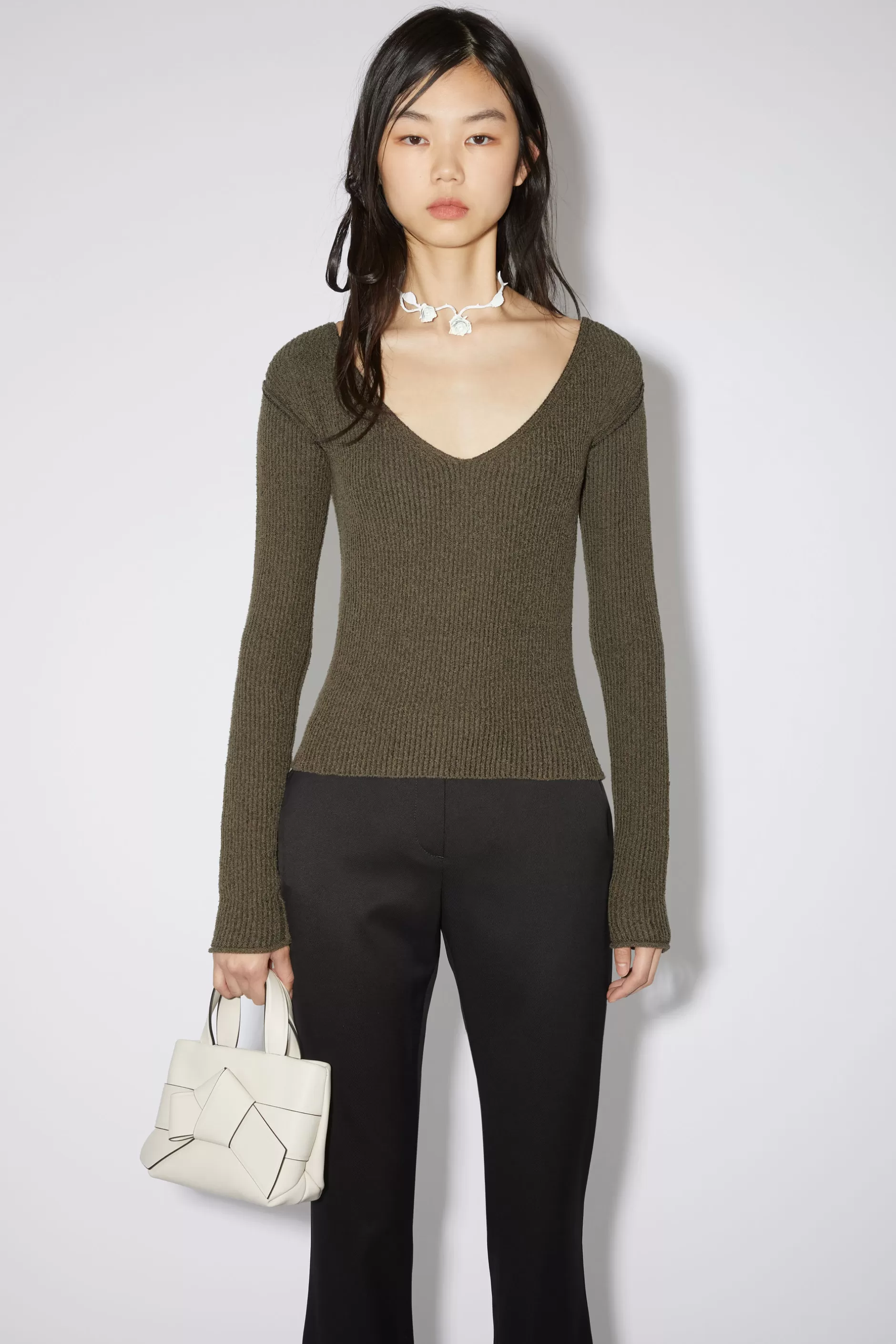 Acne Studios Strickpullover Dunkles Khakigrun Online