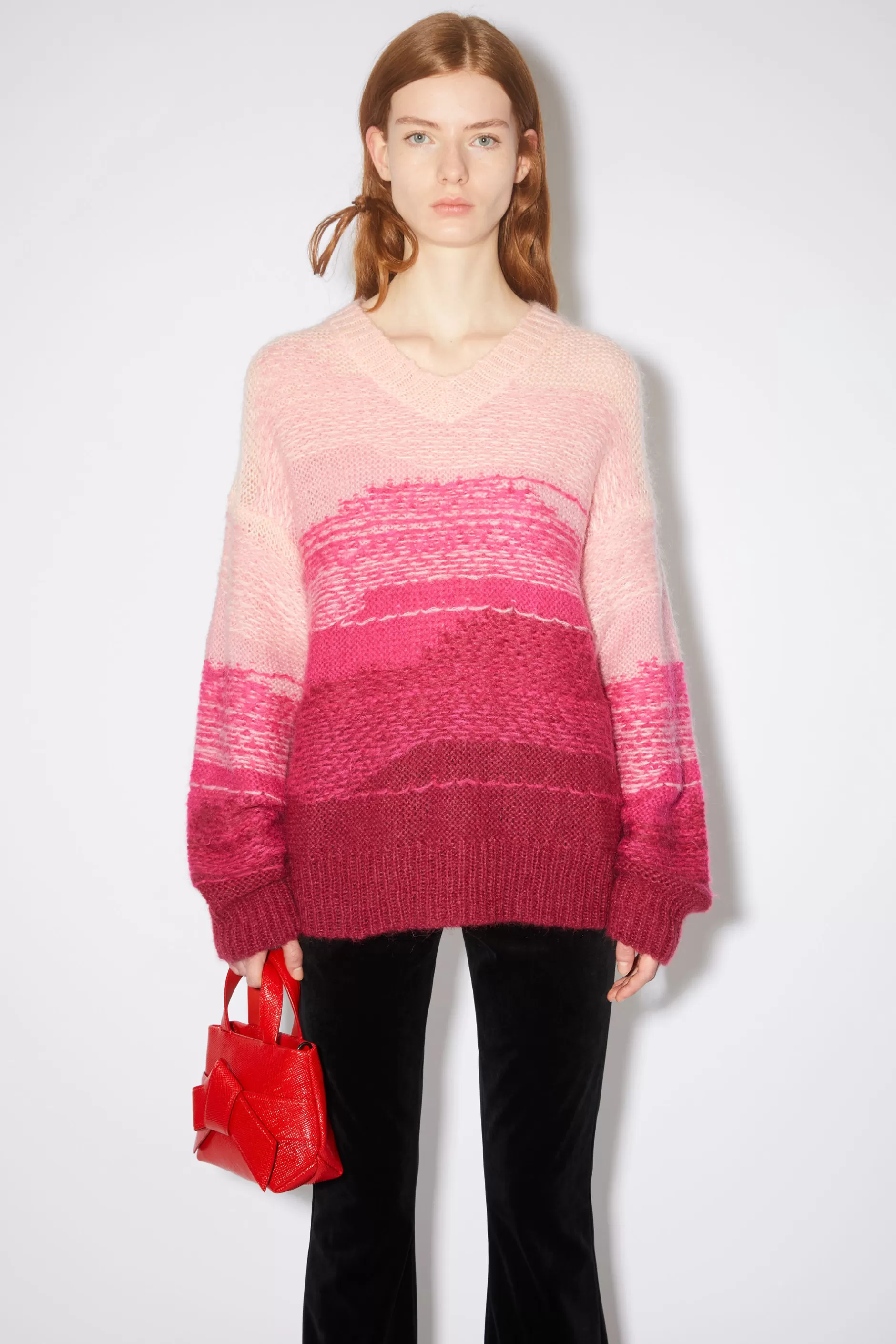 Acne Studios Strickpullover Mit V-Ausschnitt Beerenrosa/Multi New