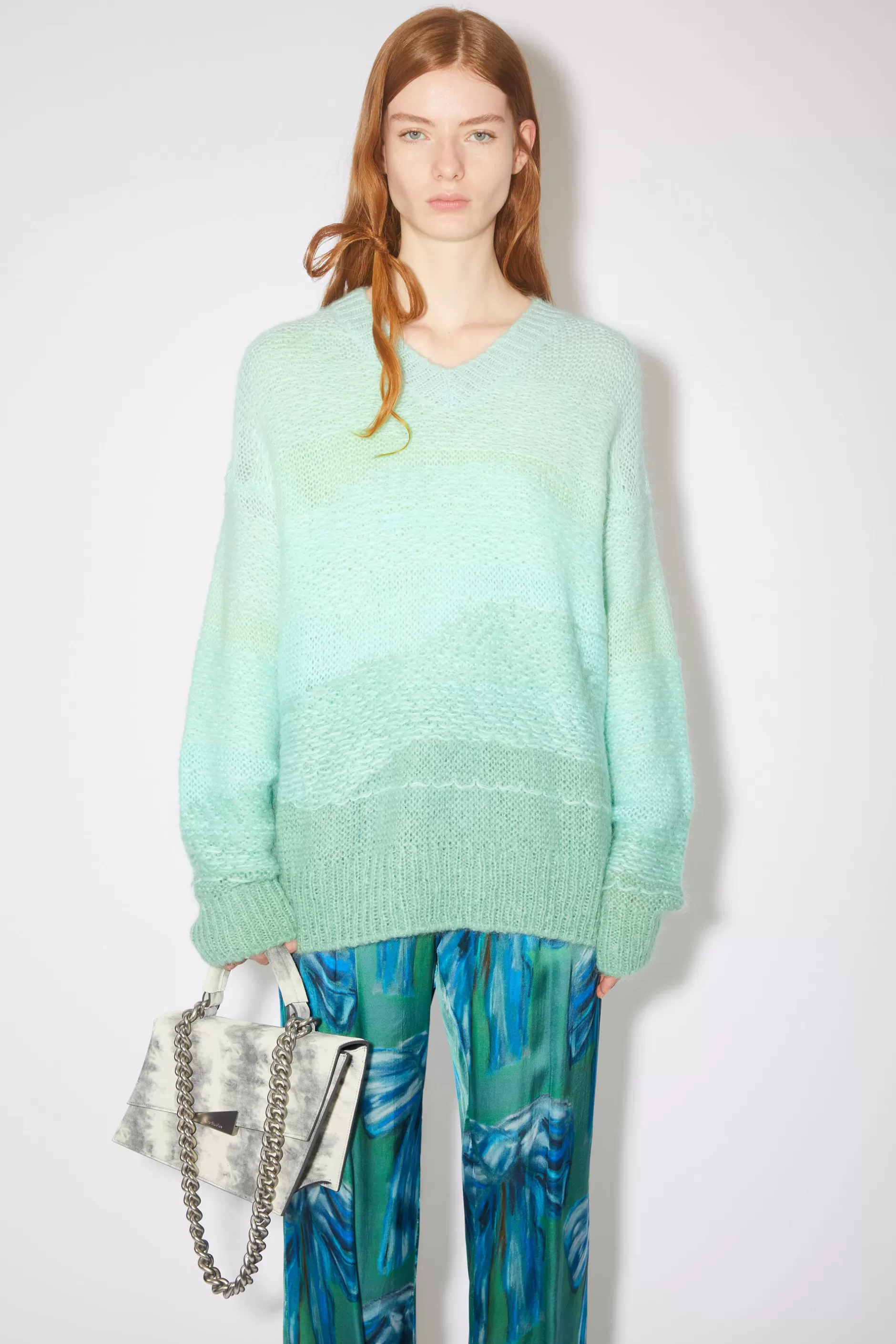 Acne Studios Strickpullover Mit V-Ausschnitt Mintgrun/Multi Clearance