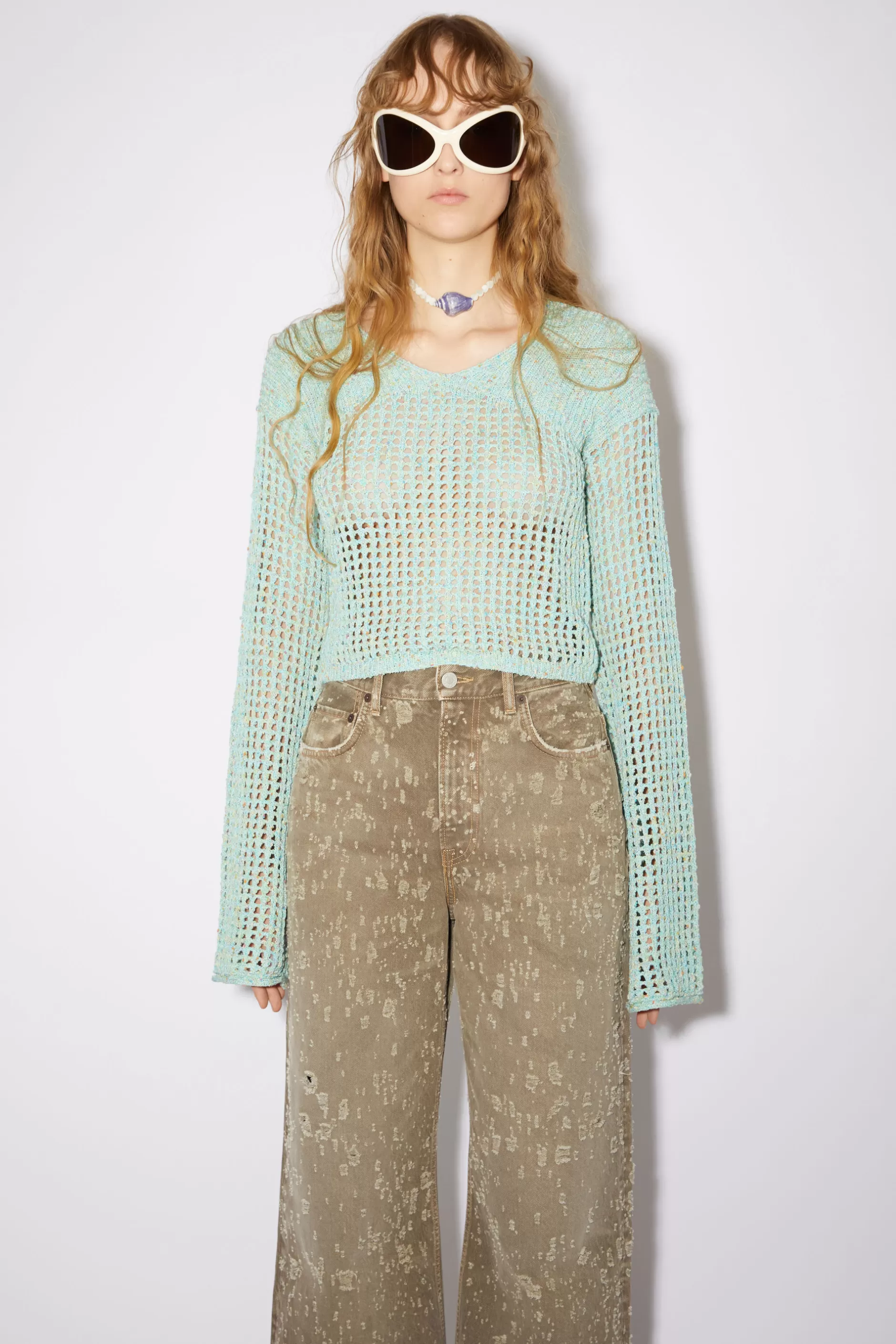 Acne Studios Strickpullover Mit V-Ausschnitt Wasserblau New